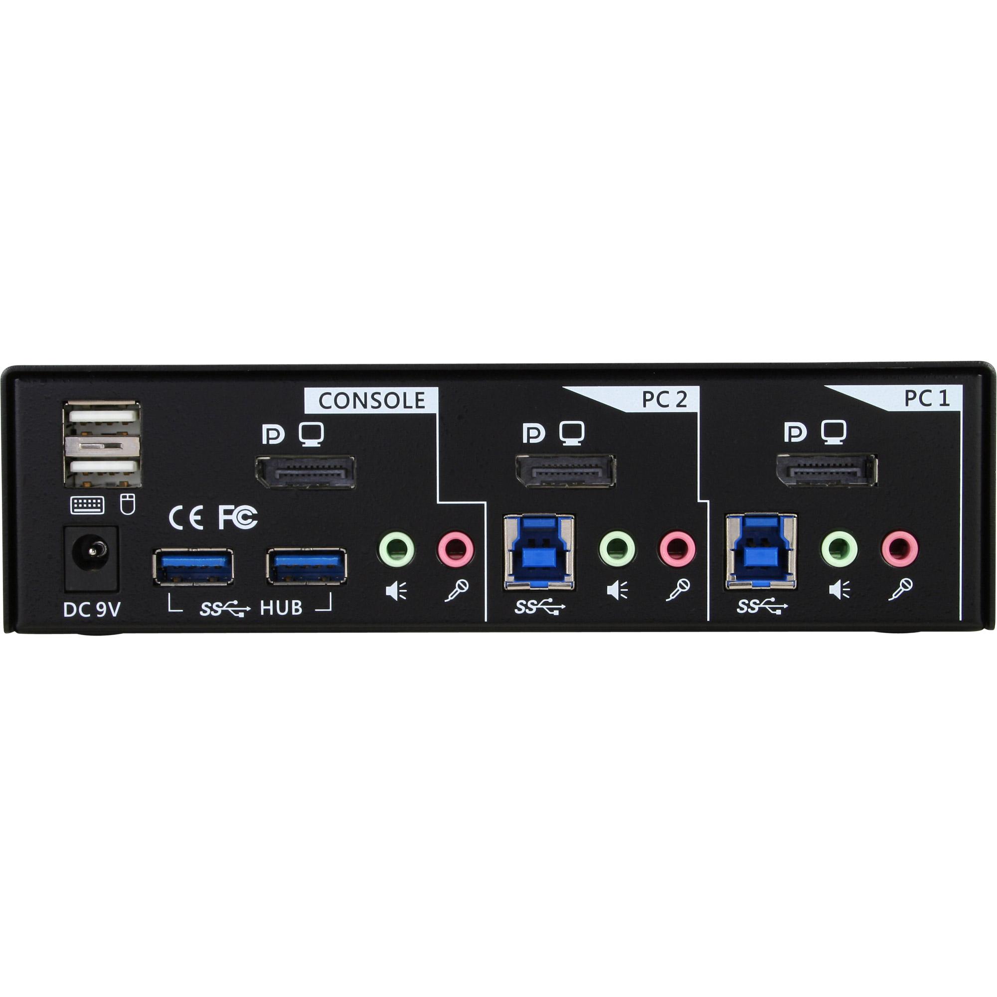 Switch desktop KVM - 2 vie - DisplayPort - Hub USB 3.0 - con audio