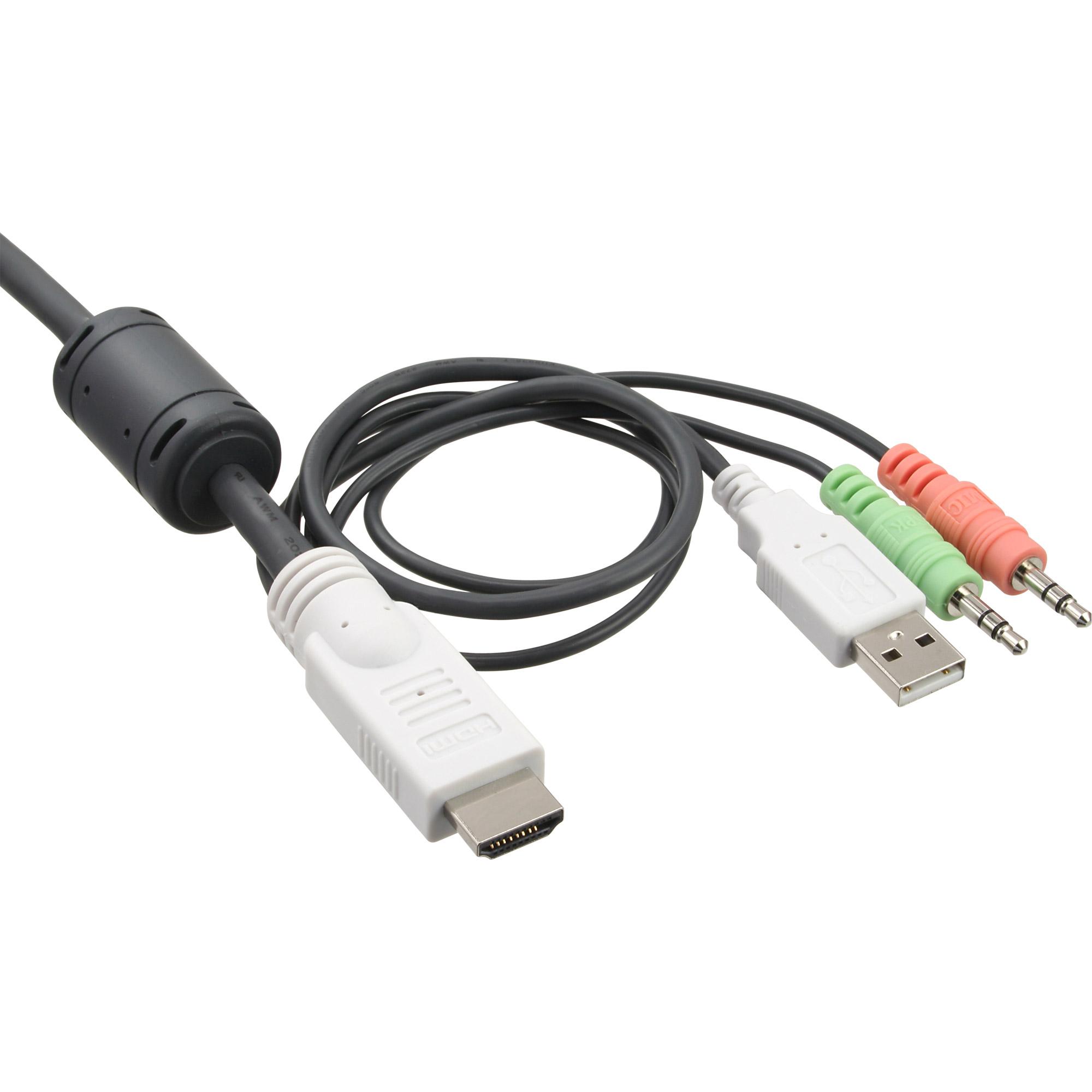 Switch KVM - 2 vie - HDMI - USB - con audio - cavo integrato