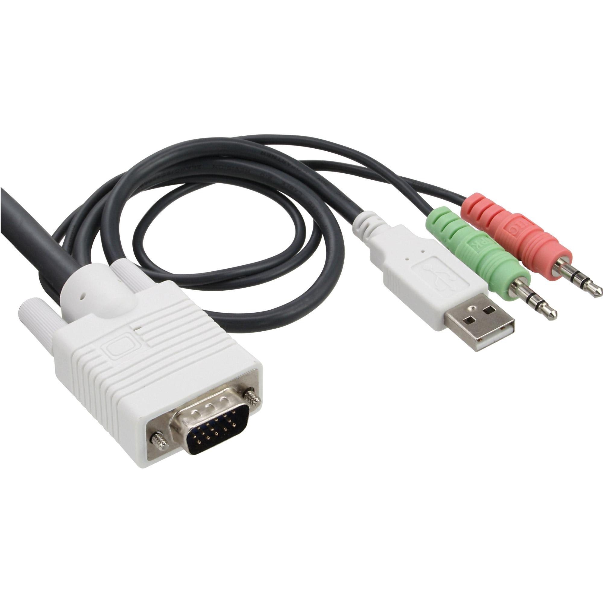 Switch KVM - 2 vie - VGA - USB - con audio - cavo integrato