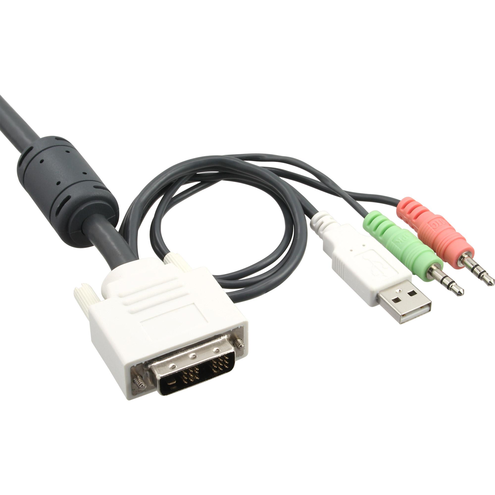Switch KVM - 2 vie - DVI-D - USB - con audio - cavo integrato