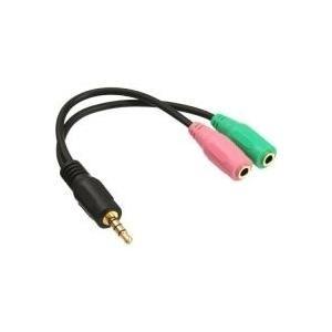 InLine Cavo Audio Y, Jack 3,5mm M a 2x Jack 3,5mm F, 4pin CTIA, 0,15m, dorato (InLine Mobile Headset Adapter Cable)