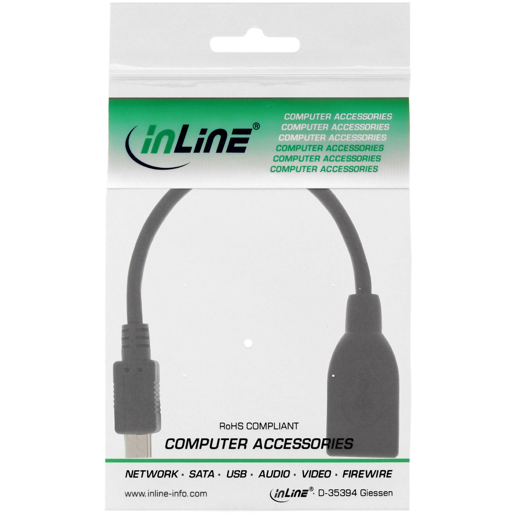 InLine - Cavo adattatore Micro-USB OTG - Micro-USB Tipo B (M) - USB Tipo A (W) - 0,15 m (31606)