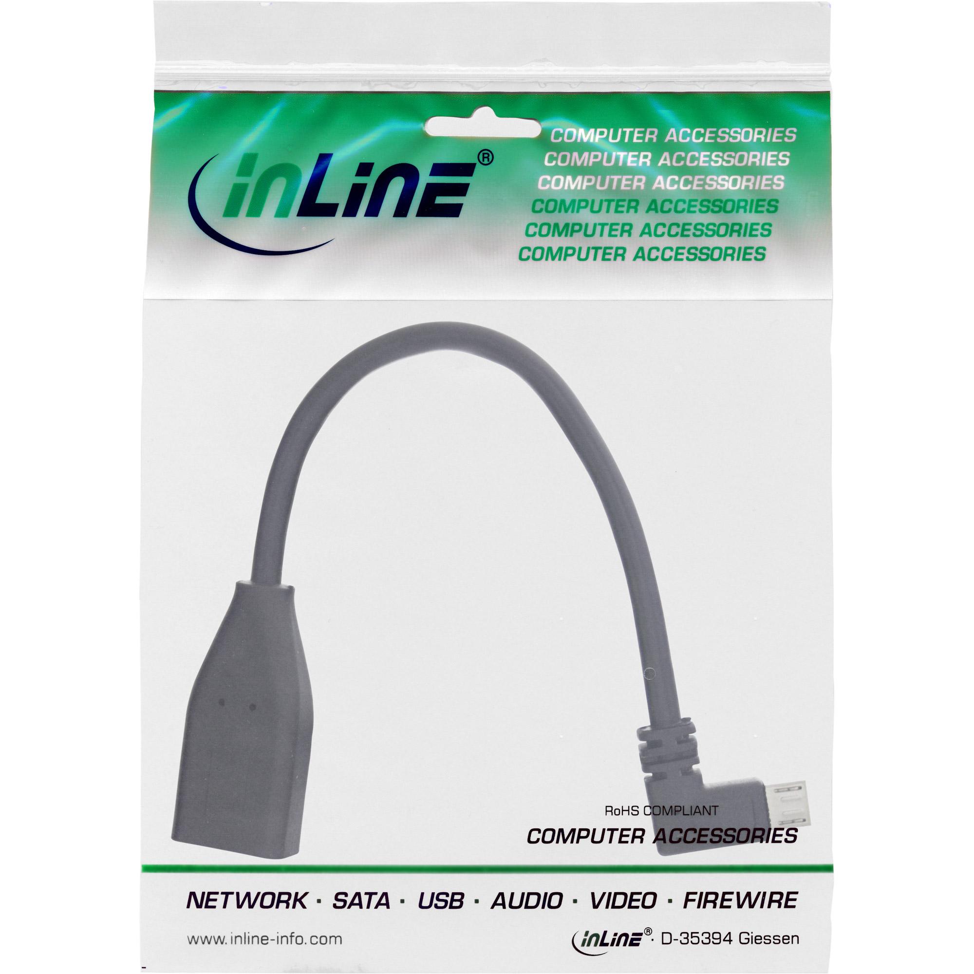 Cavo adattatore Micro-USB OTG - Micro-B ST angolato su USB A BU - 0,1 m