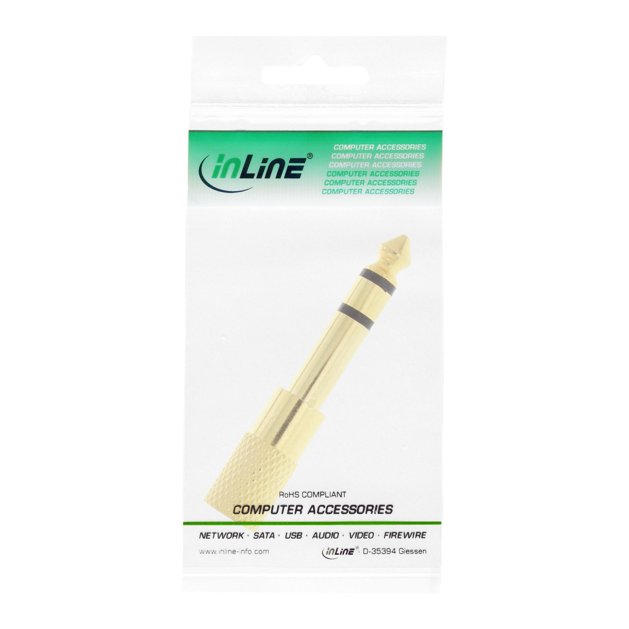 Adattatore audio - spina jack da 6,3 mm su presa jack da 3,5 mm - stereo - oro