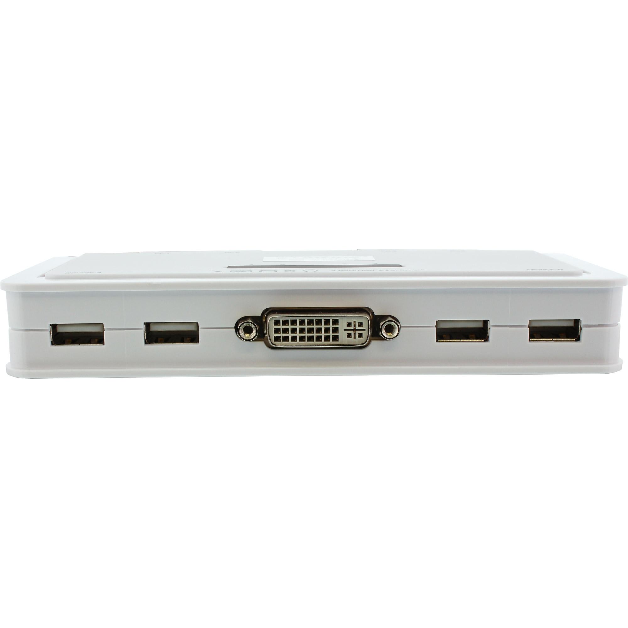 Switch KVM - 4 vie - DVI-D - USB - con audio - cavo integrato