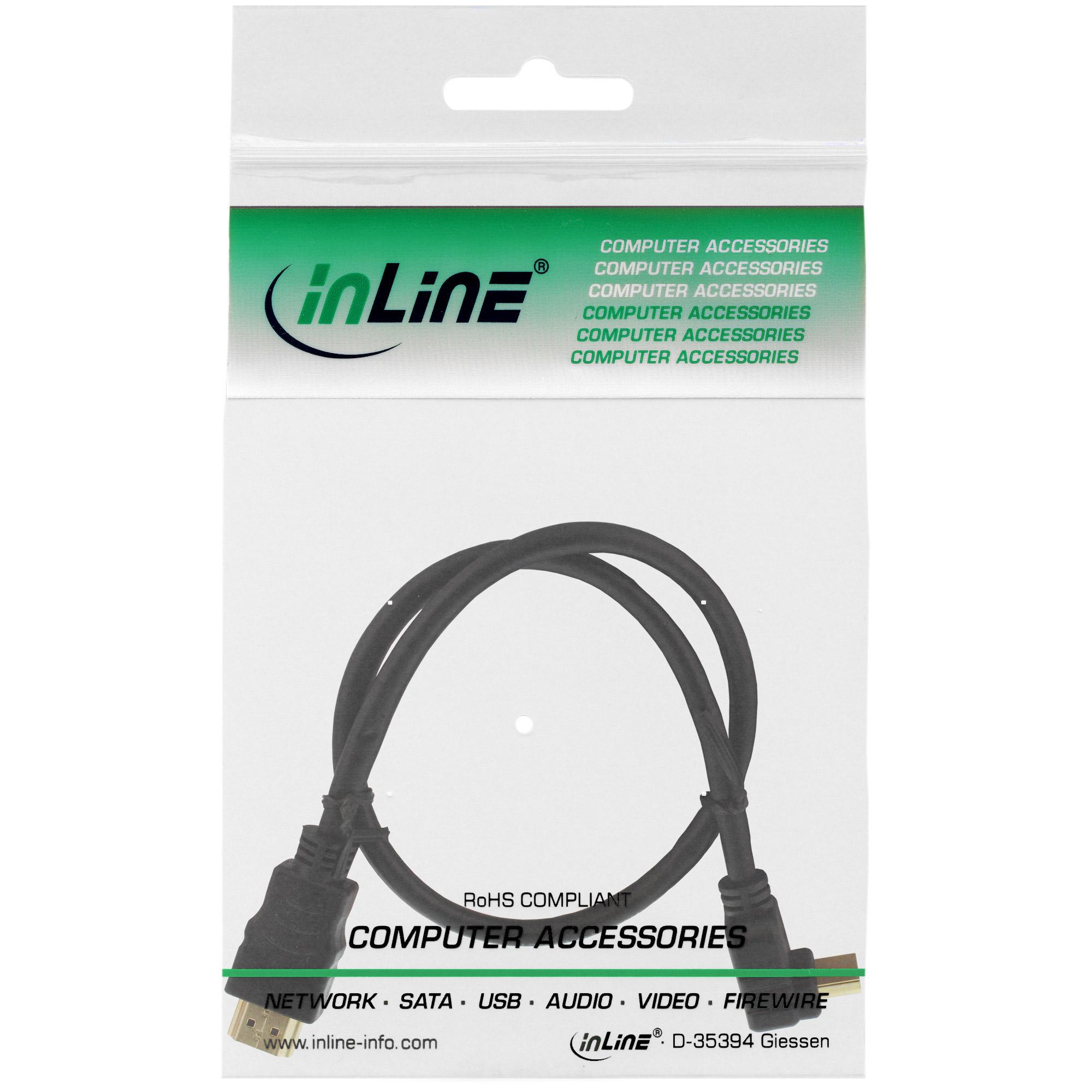 Cavo HDMI HS - angolato - con connettore Eth. - ST - ST - zincato cont. - nero - 3 m