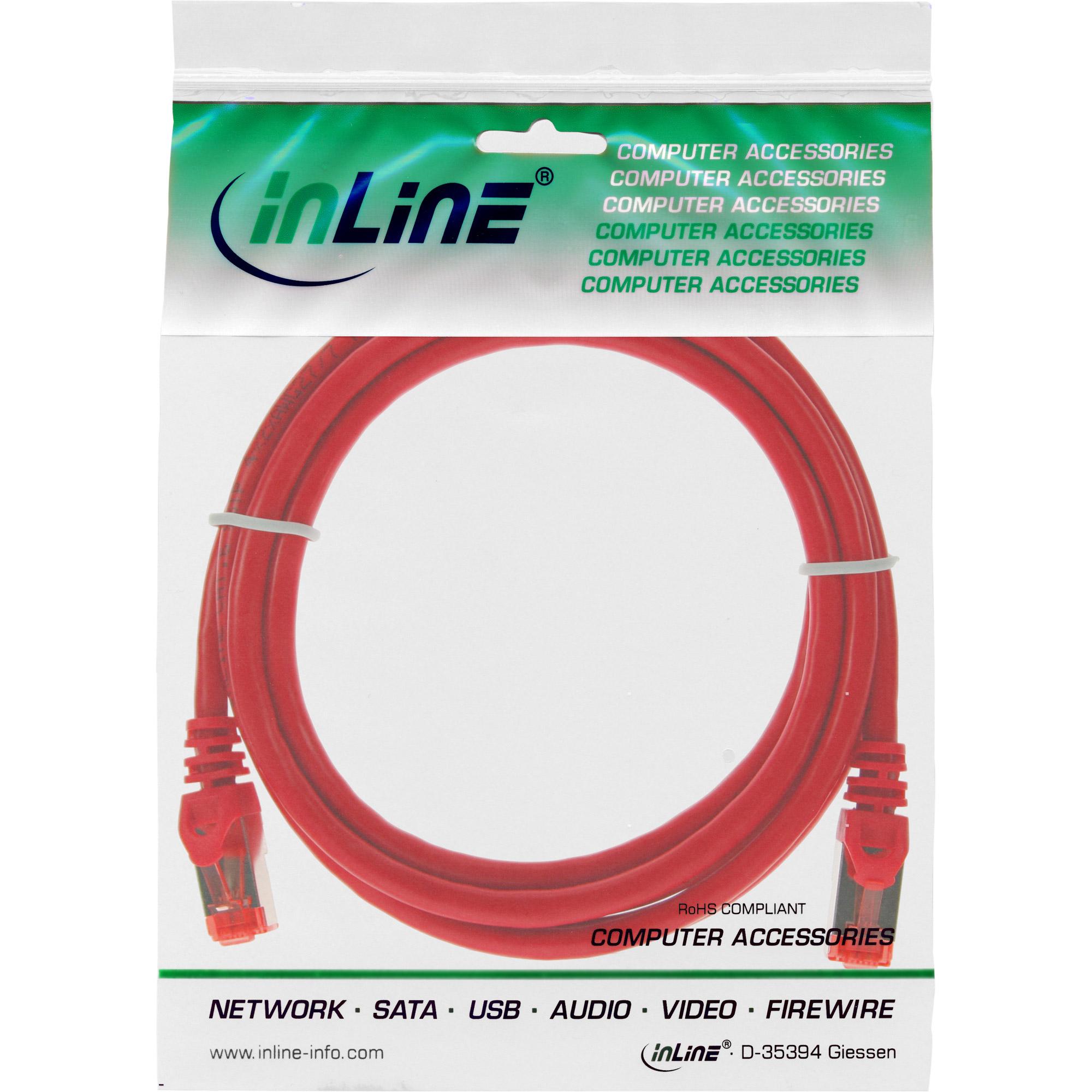 Cavo patch - S-FTP PiMf - Cat.6 - senza alogeni - rame - rosso - 3m