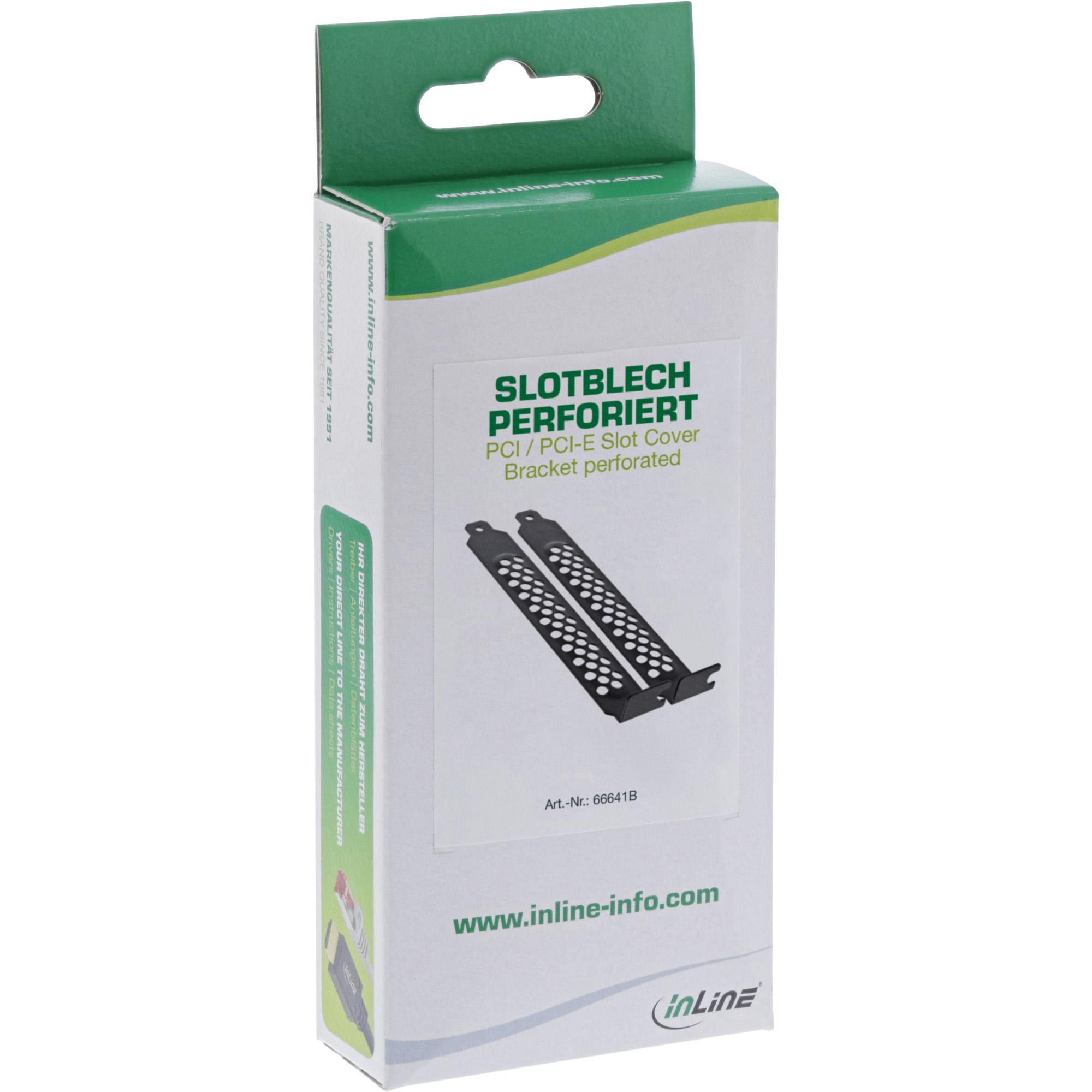 Staffa perforata per slot PCI InLine, confezione da 2, nera