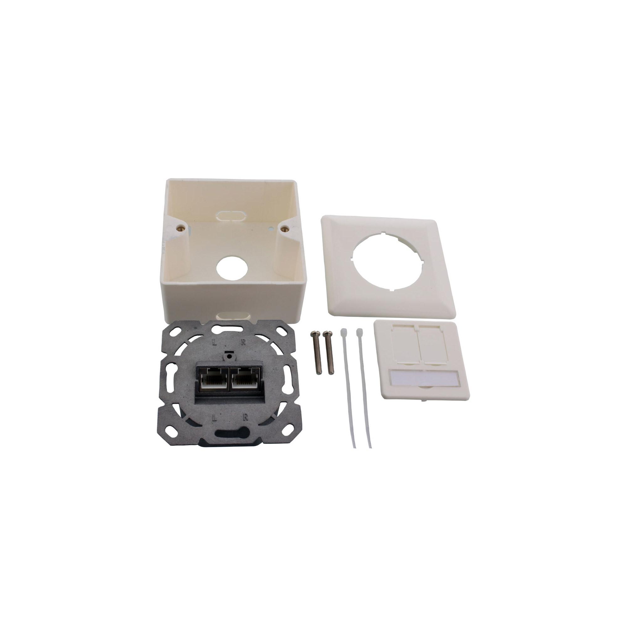 InLine Scatola prese Cat.6A 2x RJ45 F esterno o ad incasso verticale bianca