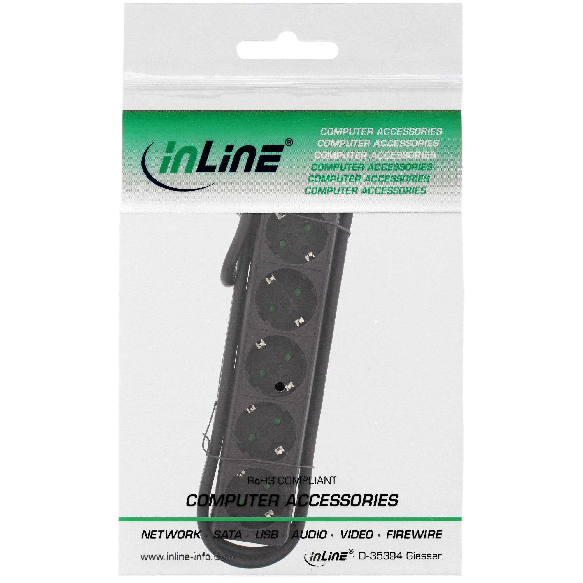 InLine Multipresa 5x Shucko nero cavo 15m