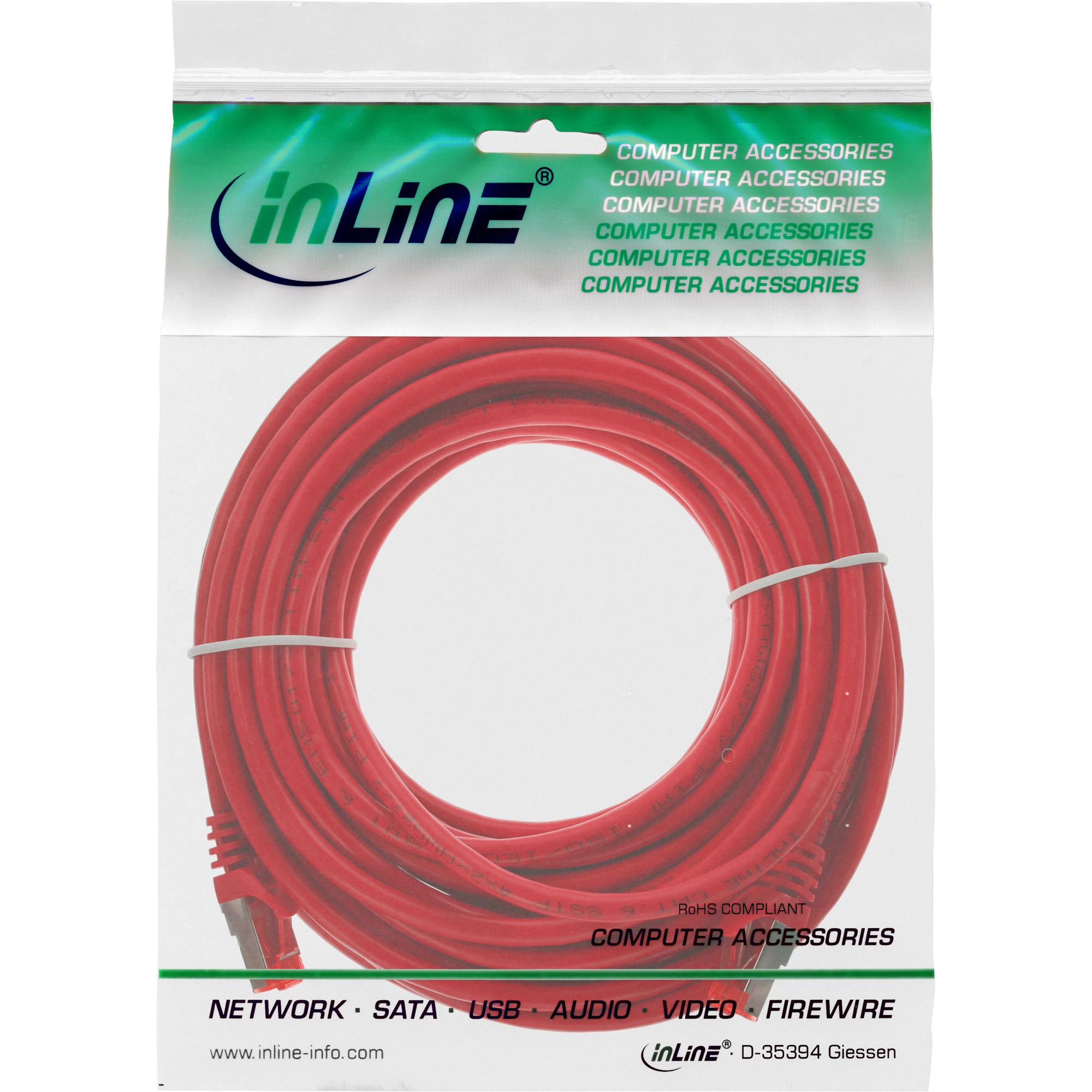 Cavo patch - S-FTP PiMf - Cat.6 - senza alogeni - rame - rosso - 15 m