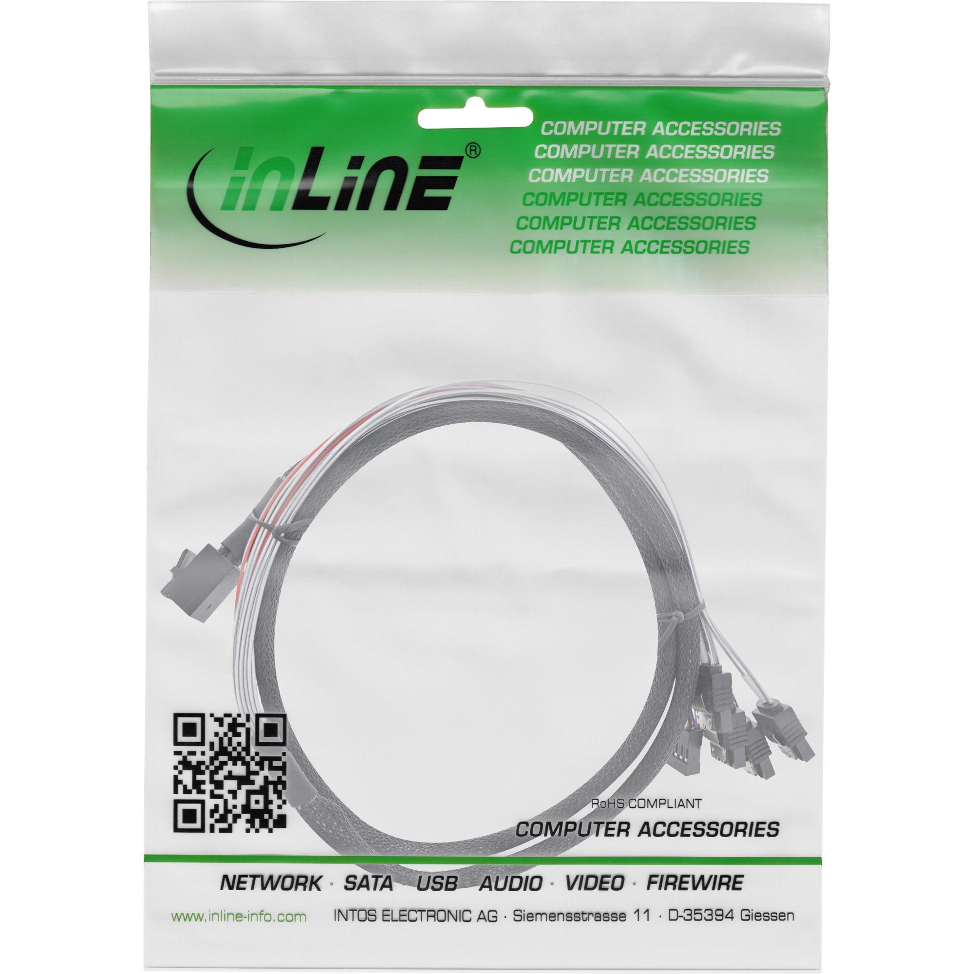Cavo Mini SAS HD - SFF-8643 a 4x SATA + banda laterale - 1 m