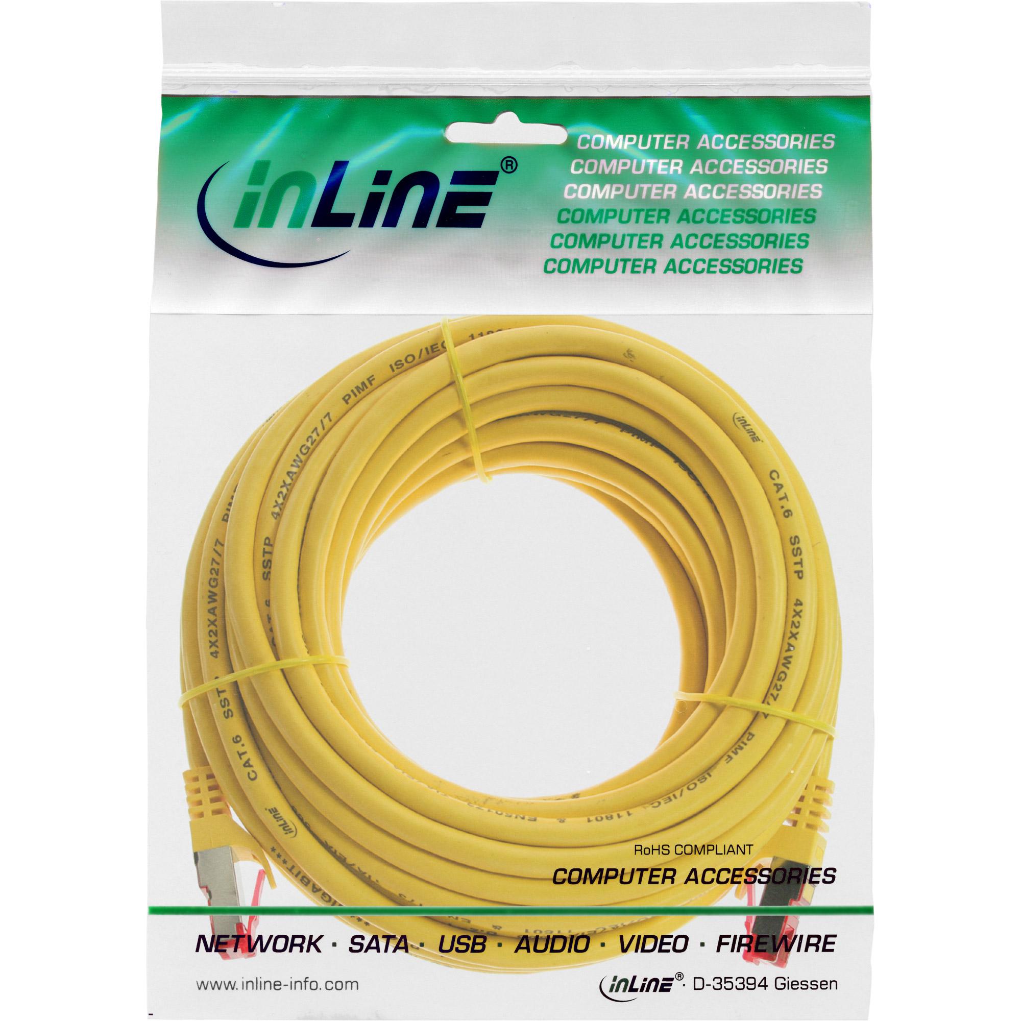 Cavo patch - S-FTP PiMf - Cat.6 - senza alogeni - rame - giallo - 15 m