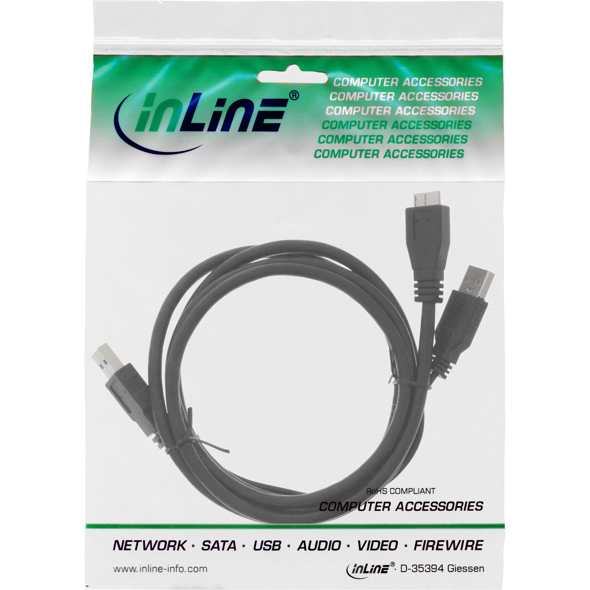 Cavo USB 3.2 Gen.1 a Y - 2x A a Micro B - nero - 1,5 m