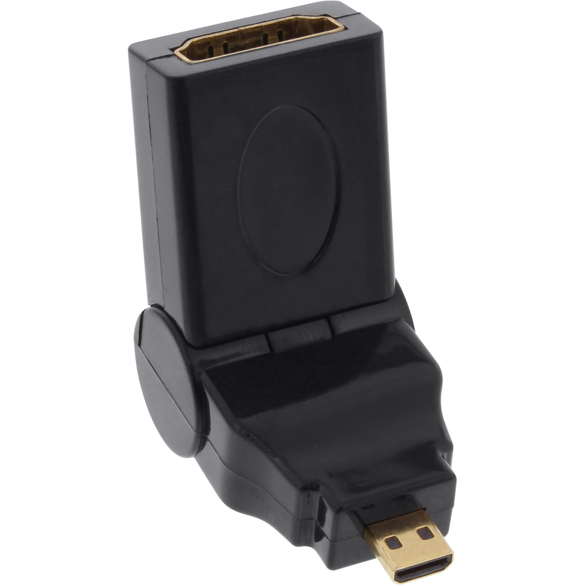 InLine - Adattatore video/audio - HDMI - HDMI 19 pin (W) - Micro-HDMI 19 pin (M) - Nero - Connettore girevole a 180 gradi (1769