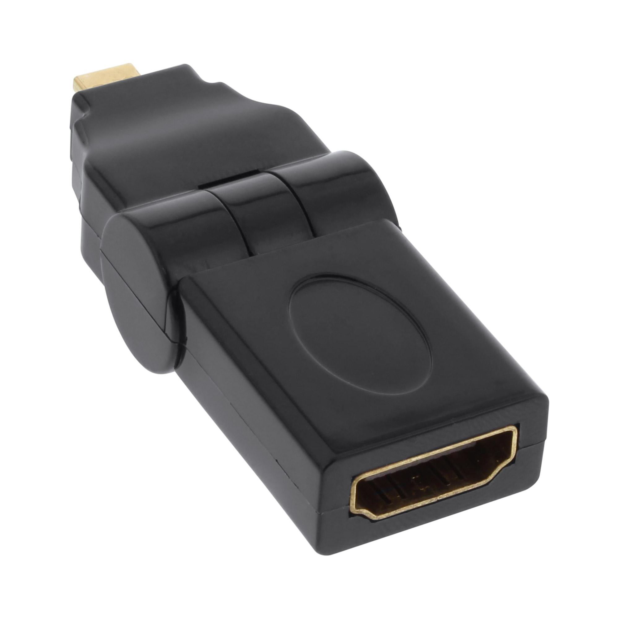 InLine - Adattatore video/audio - HDMI - HDMI 19 pin (W) - Micro-HDMI 19 pin (M) - Nero - Connettore girevole a 180 gradi (1769