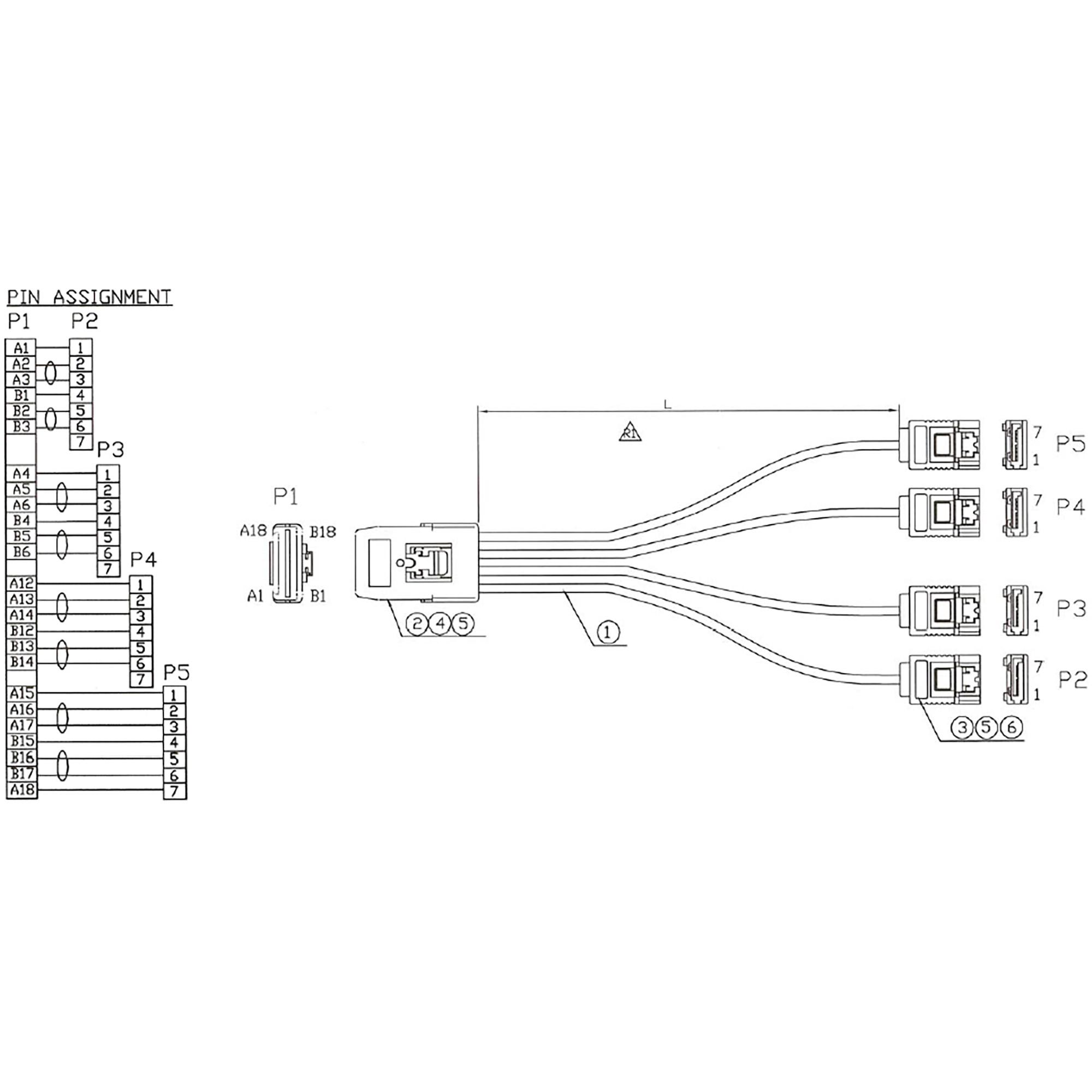 Cavo di collegamento SAS - Mini-SAS SFF-8087 a 4x SATA - 11 - OCR - 1 m