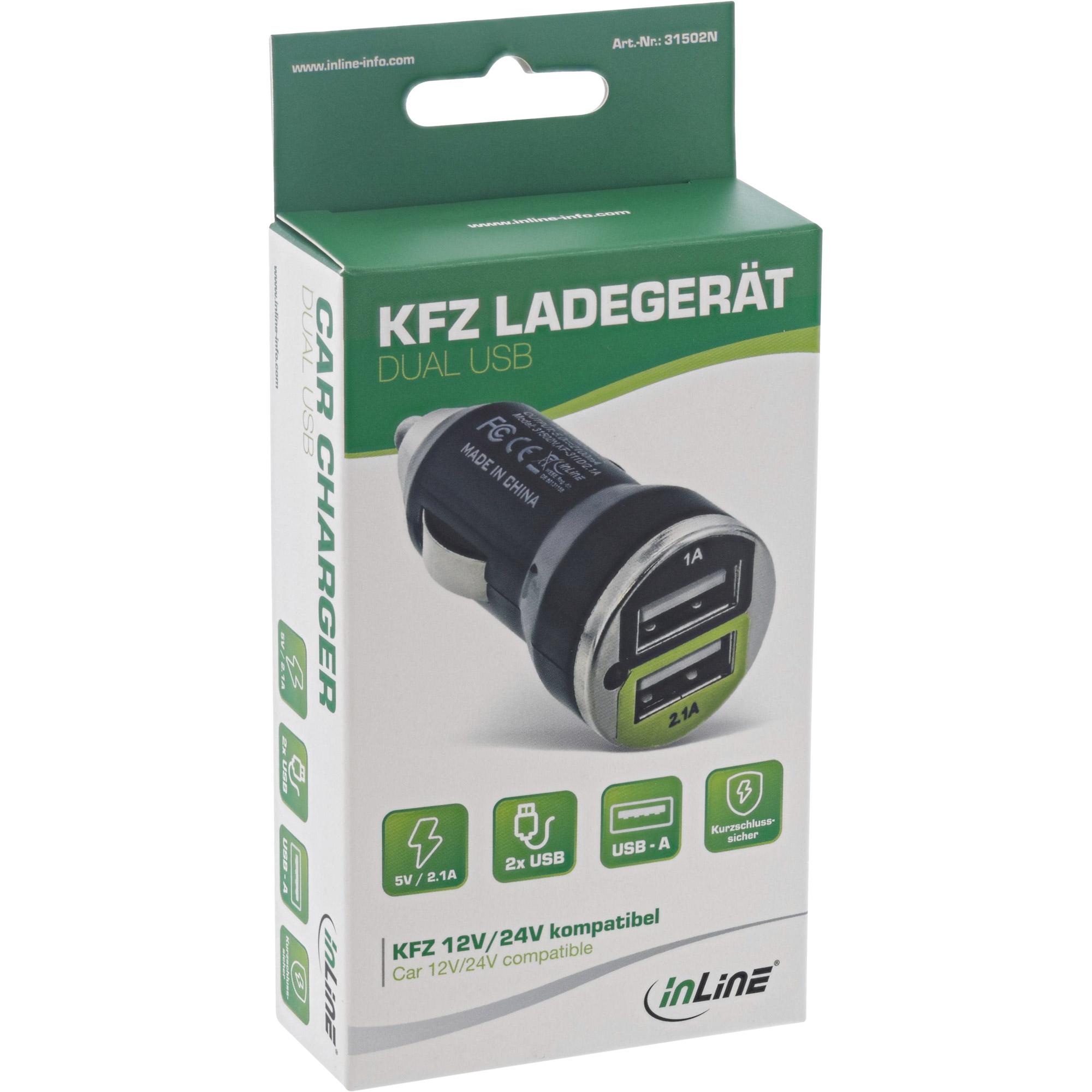 Adattatore di alimentazione per caricabatteria da auto USB - da 12-24 V CC a 5 V CC-2,1 A - Mini
