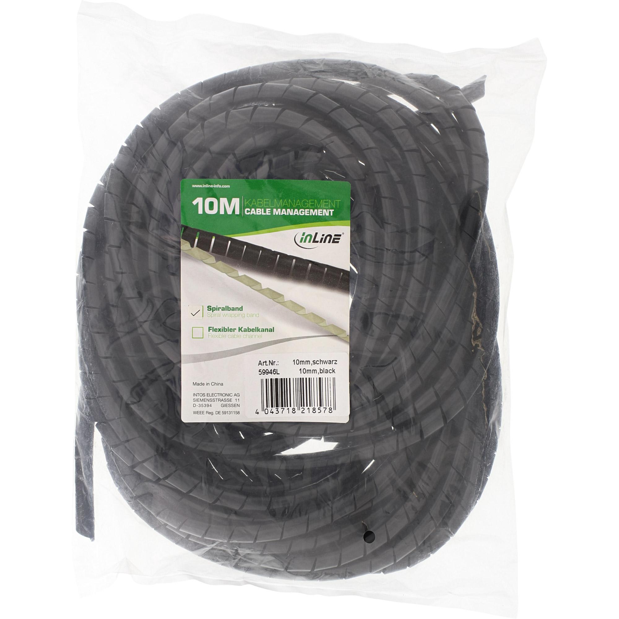 Guaina per cavi a spirale, nera - 10 mm x 10 m