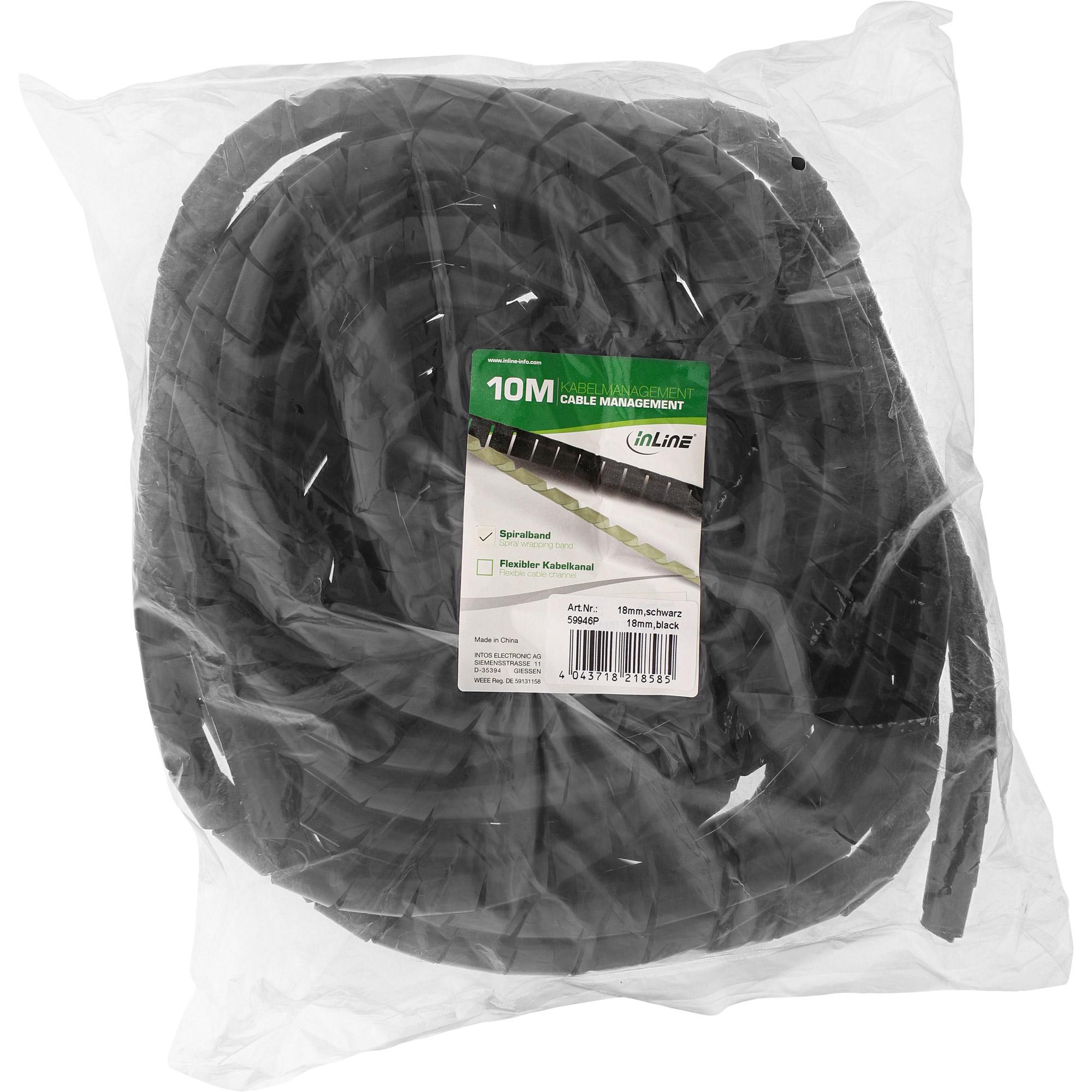 Guaina per cavi a spirale, nera - 18 mm x 10 m