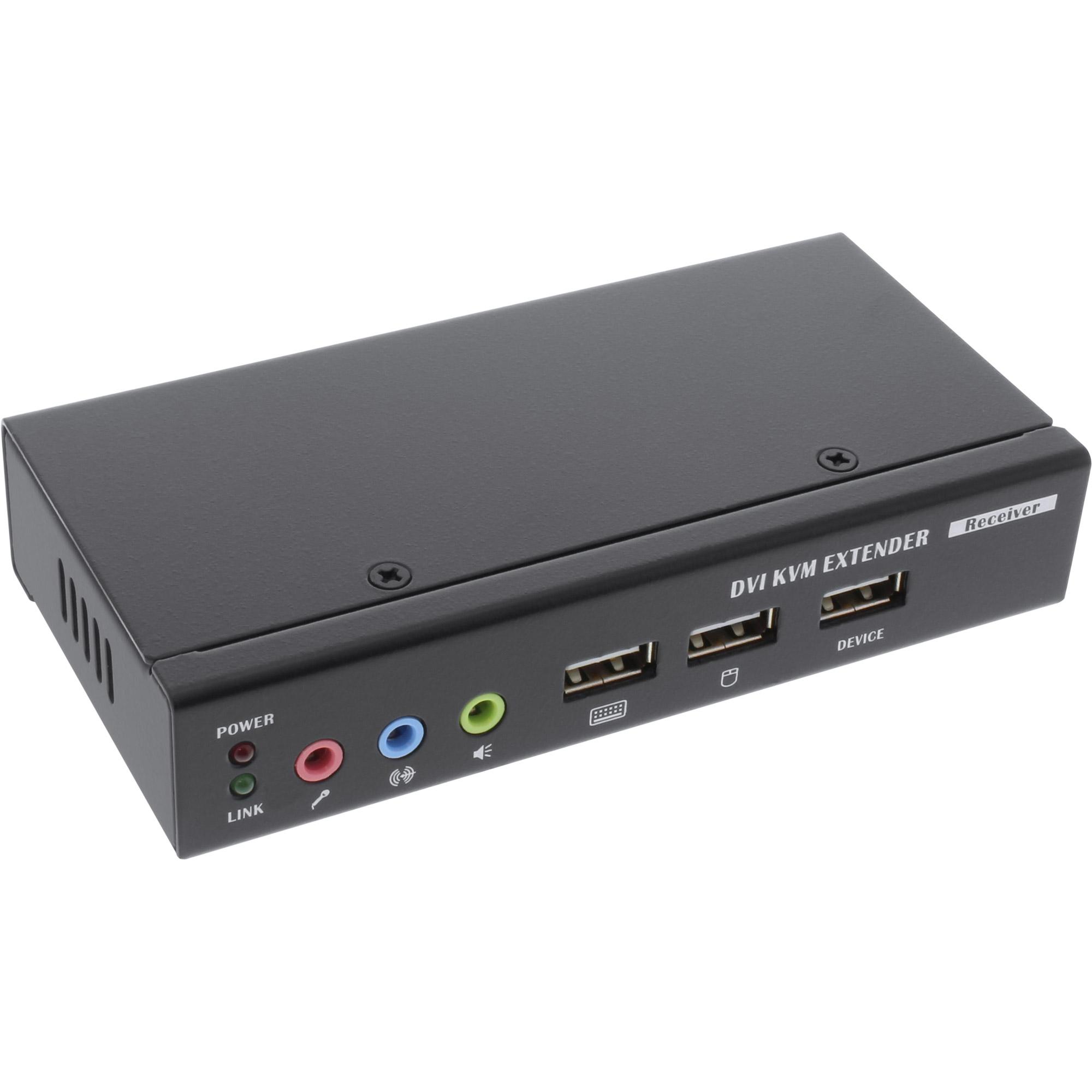 InLine DVI KVM Extender via Lan RJ45 Audio consol locale USB FullHD 50m Max