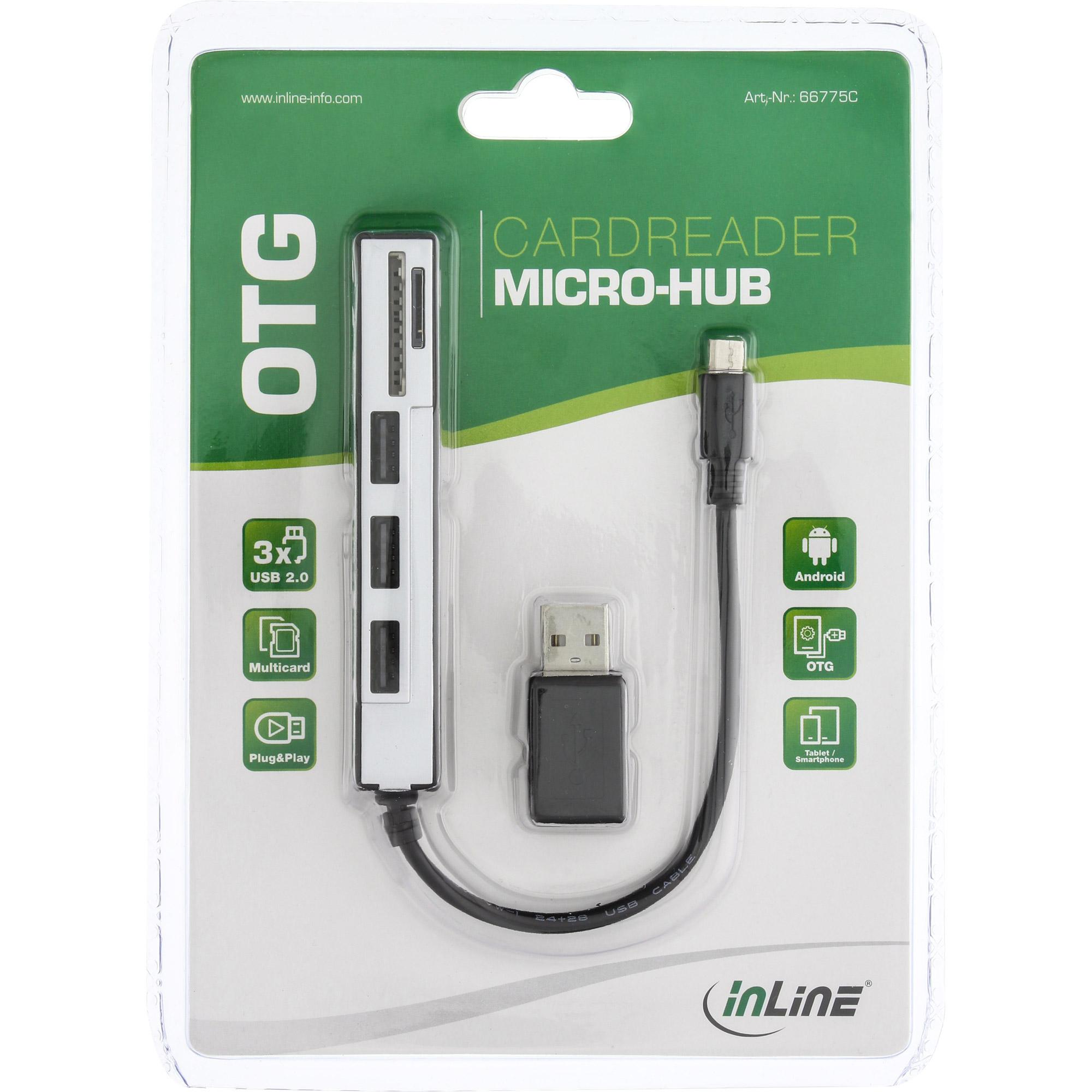Lettore di schede USB OTG triplo hub USB 2.0 - per SDXC-microSD - con adattatore