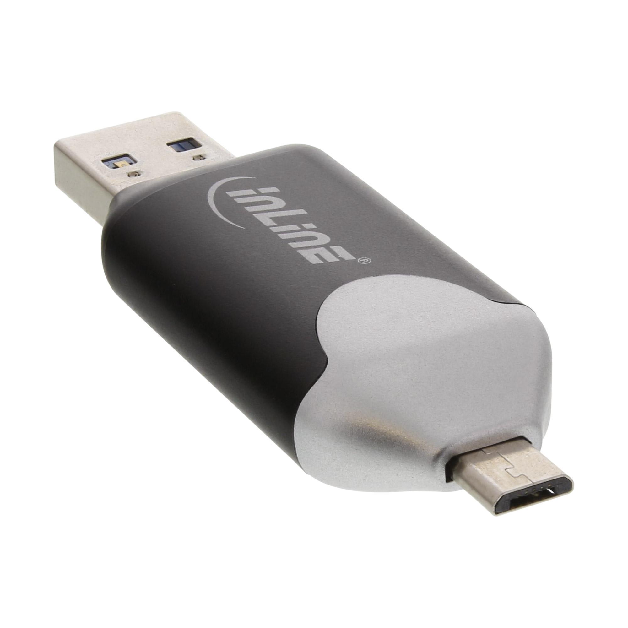 Lettore di schede doppie USB 3.0: USB A e micro USB 2.0 per SDXC e microSDXC