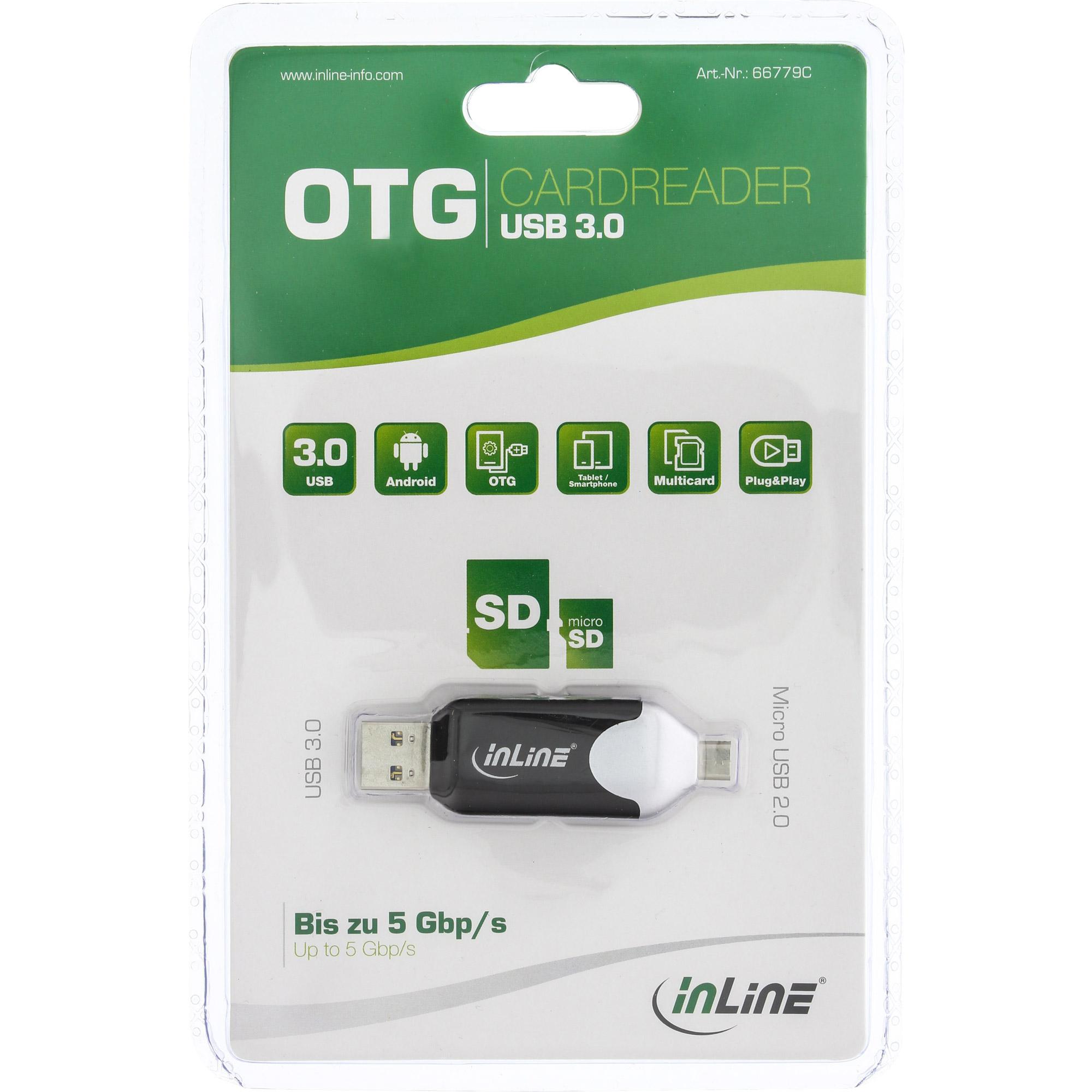 Lettore di schede doppie USB 3.0: USB A e micro USB 2.0 per SDXC e microSDXC