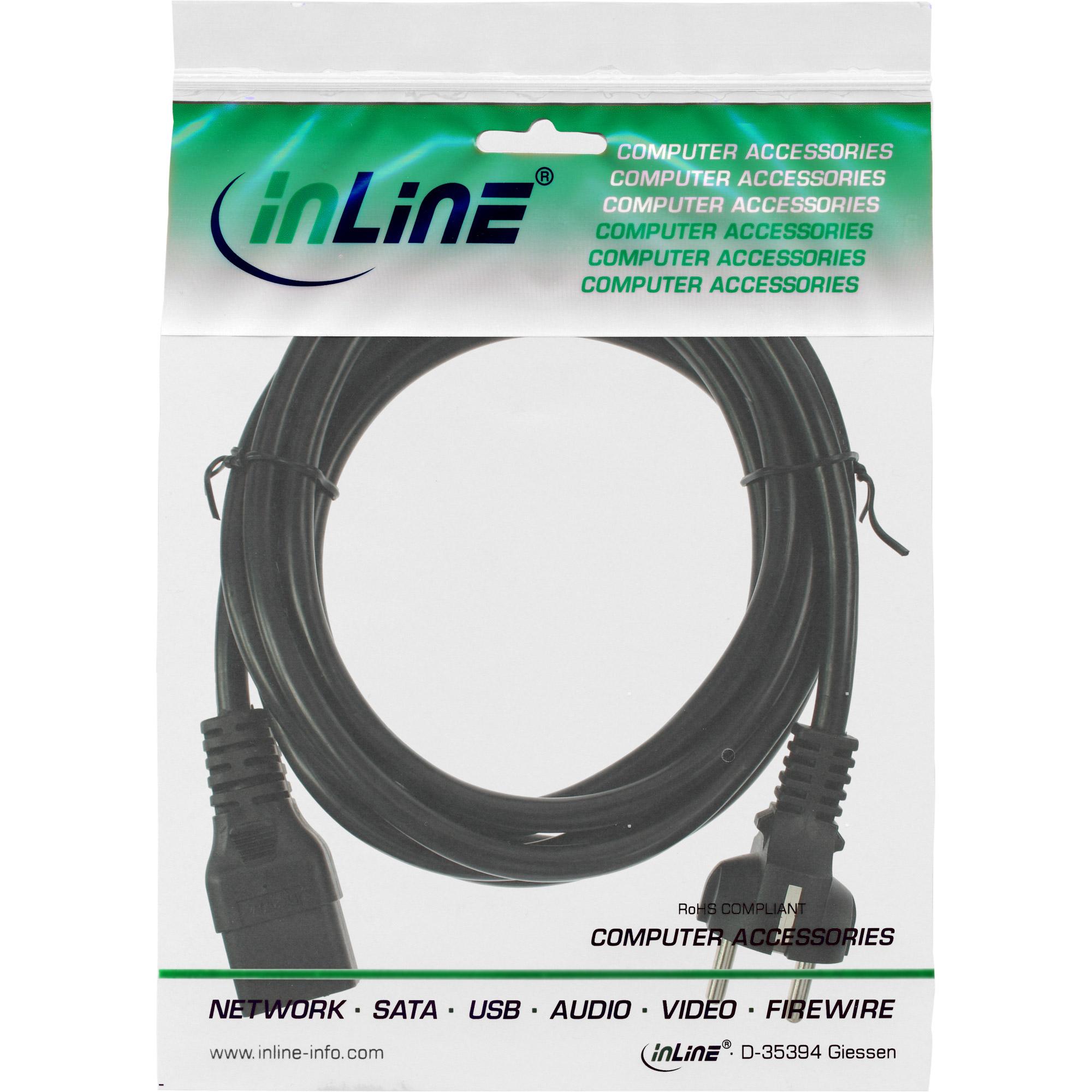InLine - Cavo di alimentazione - IEC 60320 C19 16A a CEE 7/7 (M) - CA 250 V - 15 m - Nero (16658E)