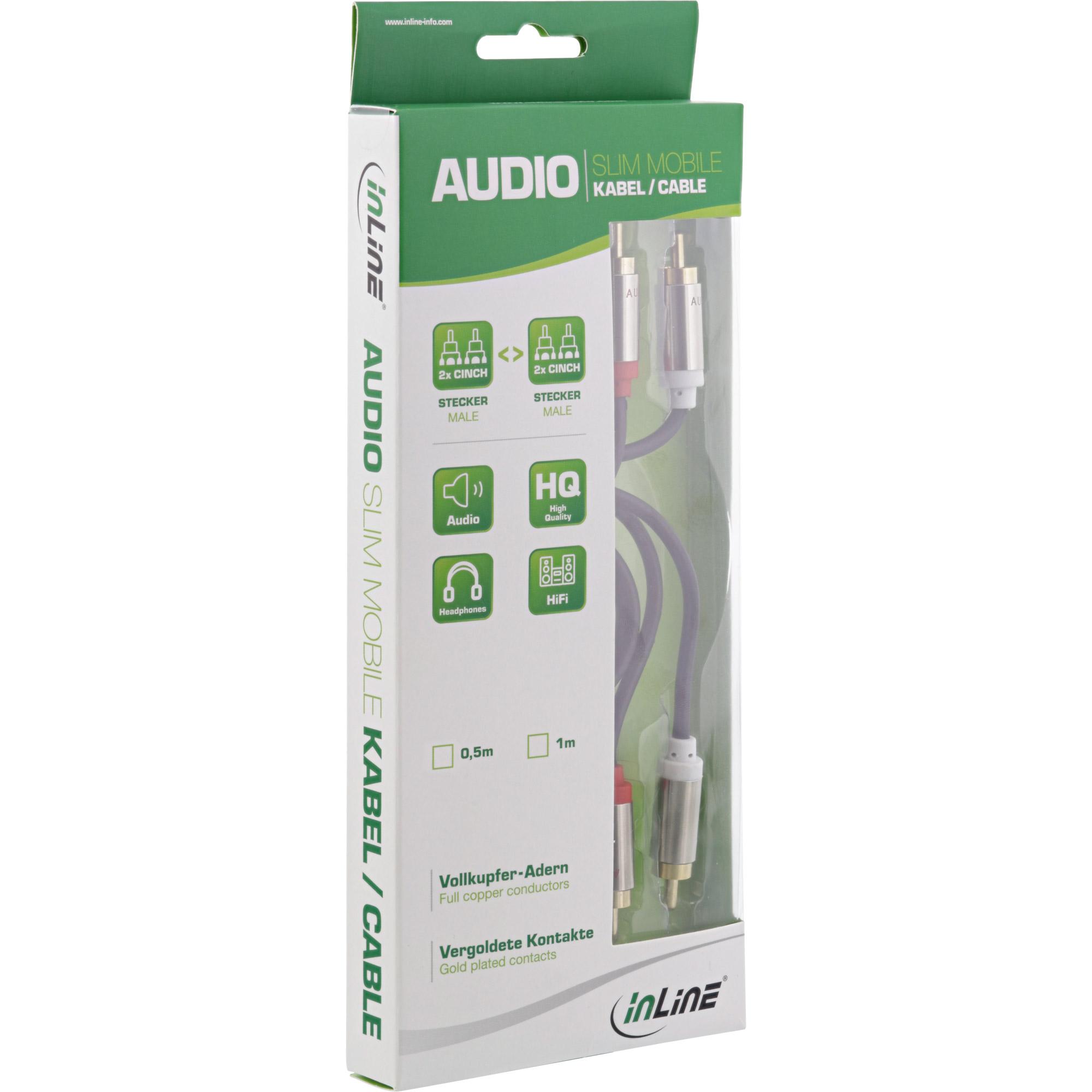 InLine Cavo Audio slim 2x RCA M/M Stereo 1m