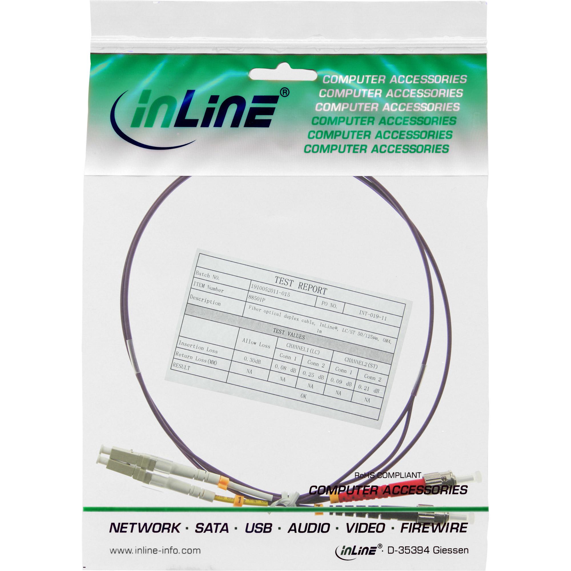 Cavo duplex in fibra ottica - LC-ST - 50-125 - OM4 - 7,5 m