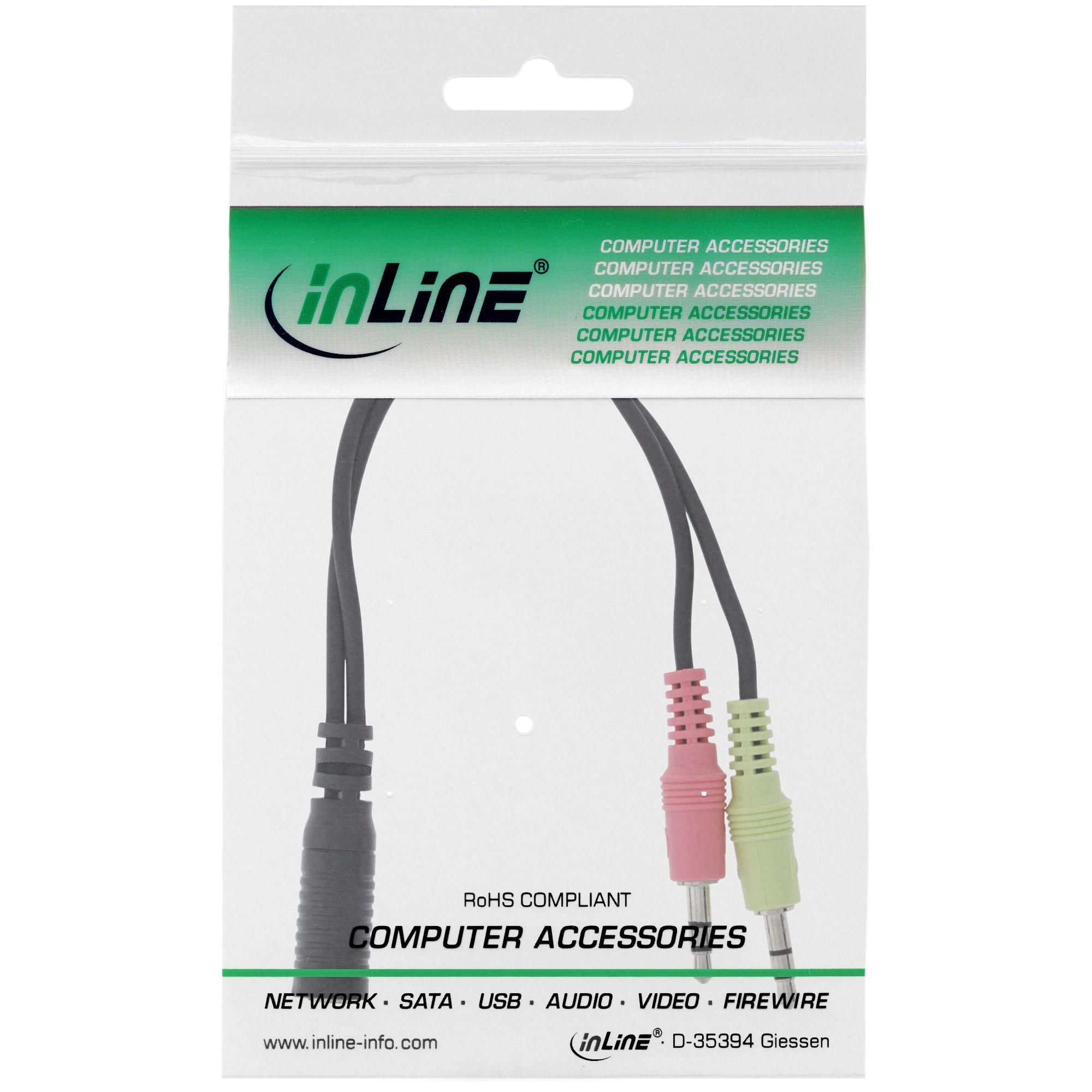Cavo adattatore per cuffie audio - 2x 3,5 mm maschio a 3,5 mm femmina OMTP - 0,15 m