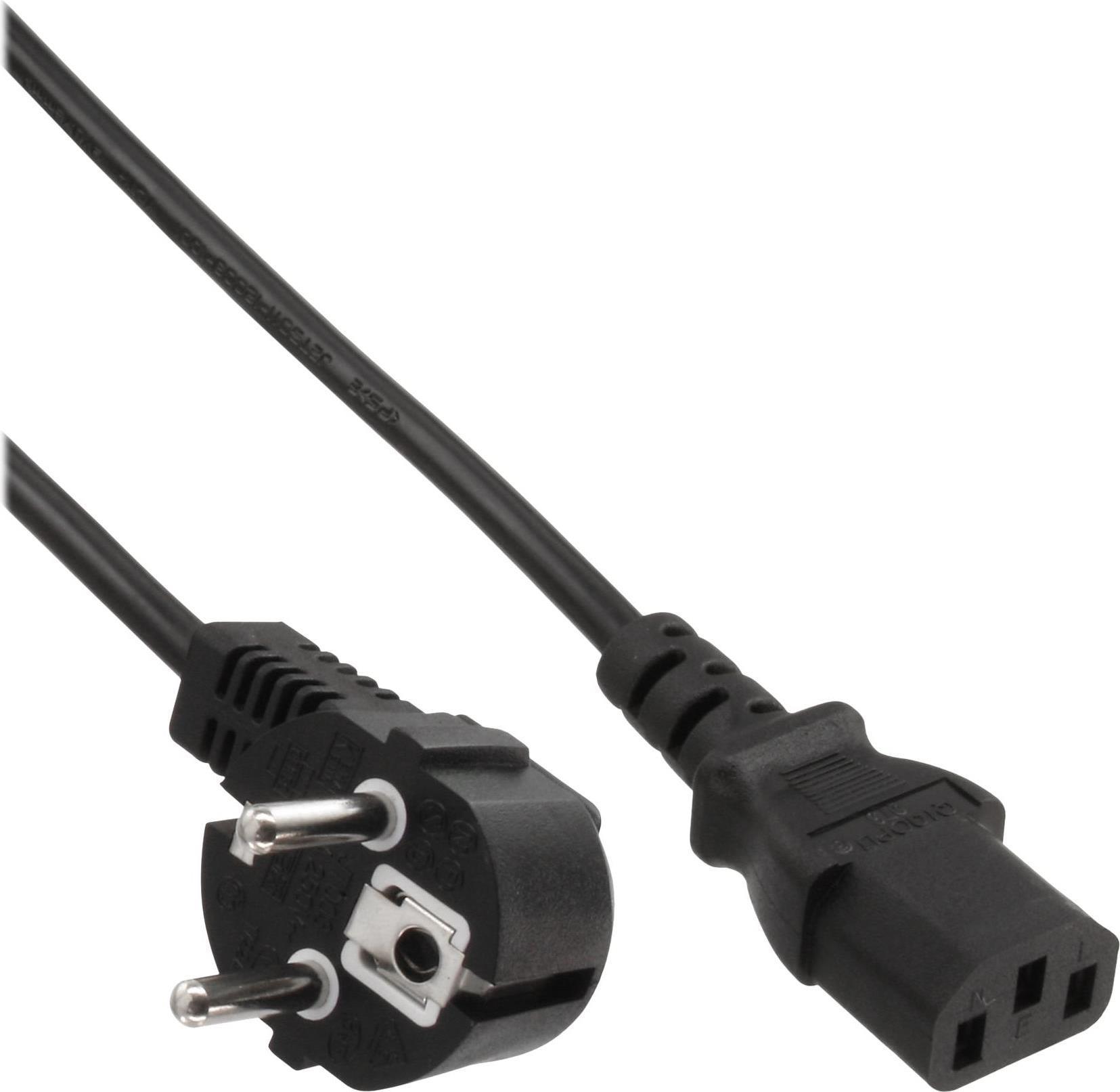 InLine - Cavo di alimentazione - CEE 7/7 (S) ad angolo secondo IEC 60320 C13 - 18 m - Nero (confezione da 35) (B-16652)
