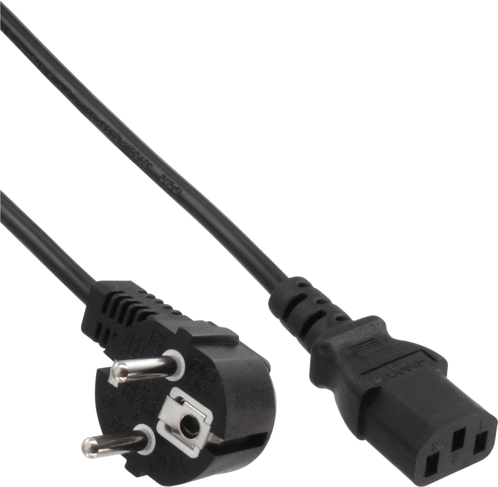 InLine - cavo di alimentazione - CEE 7/7 (S) ad angolo secondo IEC 60320 C13 - 30 m - nero (confezione da 25) (B-16649)