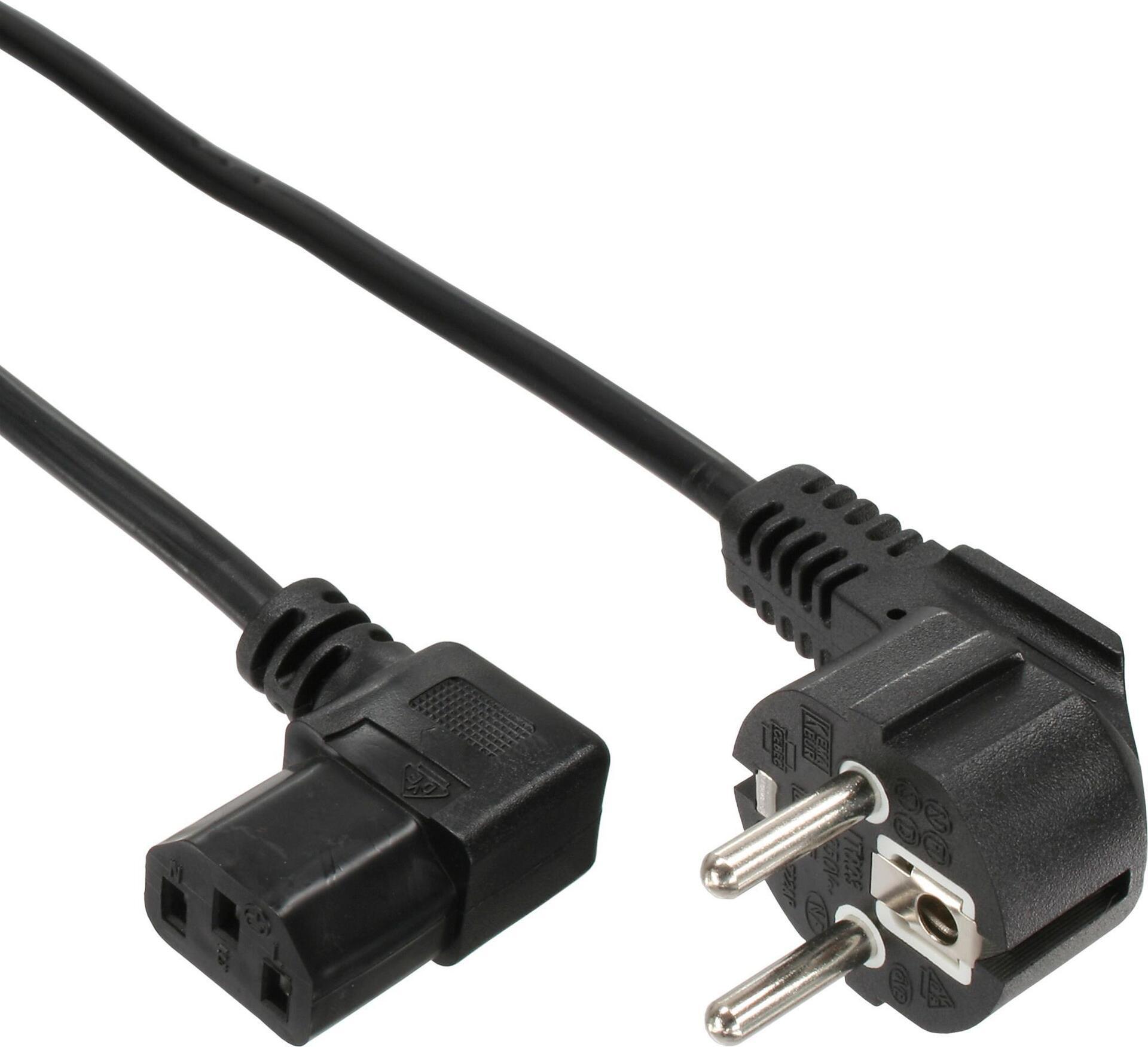 Cavo di alimentazione in linea - CEE 7/7 (M) angolato agli angoli a destra IEC 60320 C13 - 1,8 m - nero (pacchetto con 35)