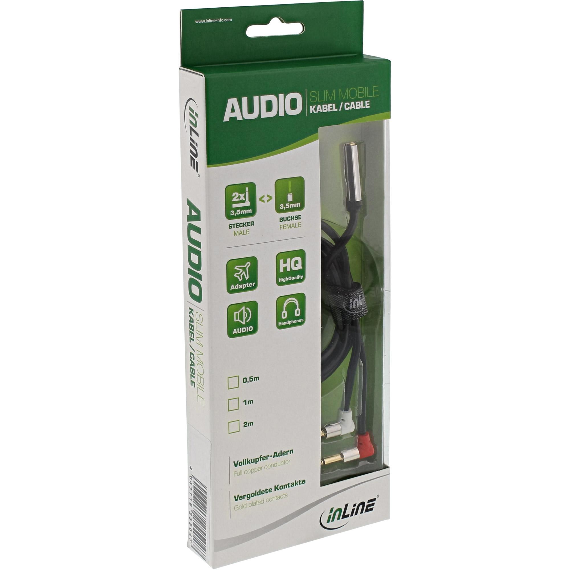 Testa audio sottile. Adattatore cavo volante - 2x3 -5mm ST - 3 -5mm BU 3pin - 2m