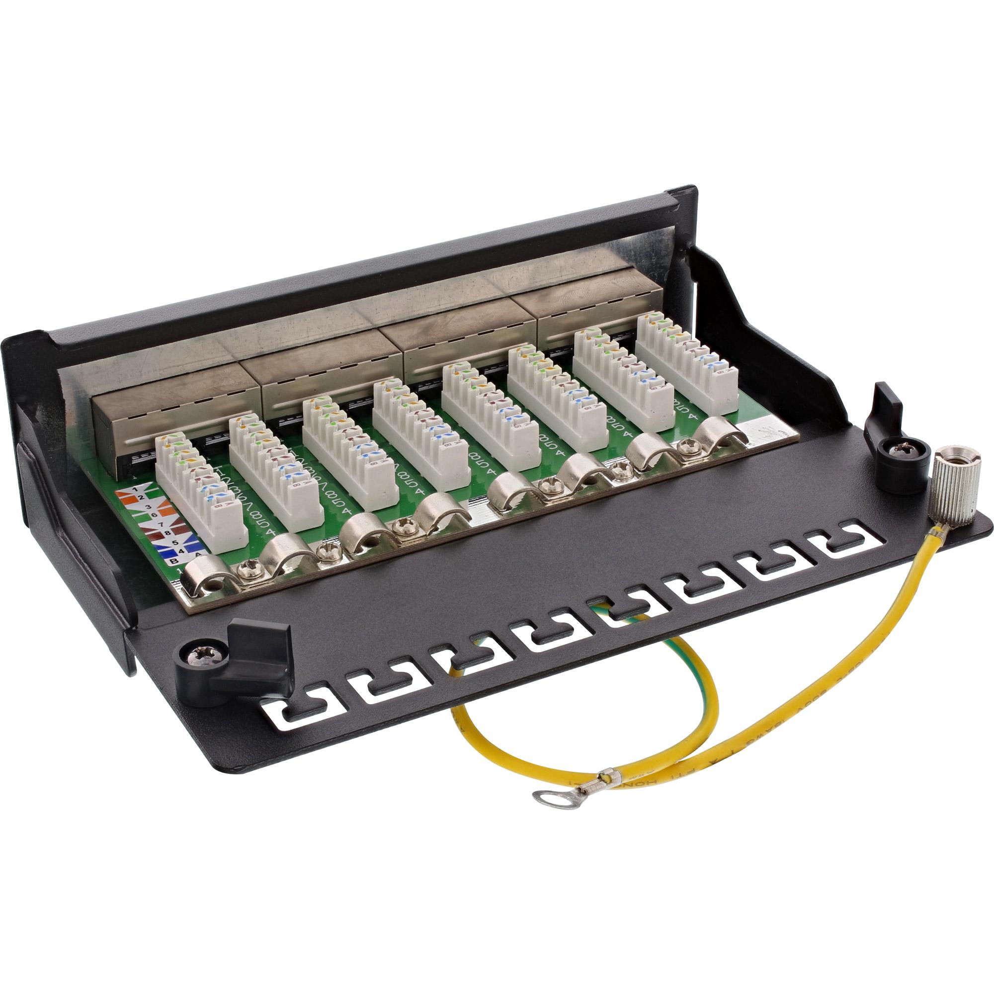 Inline 76808a - Pannello patch - Assemblaggio della tabella adatto per il montaggio a parete - RJ -45 x 8 - Schwarz Ral 9005 (7