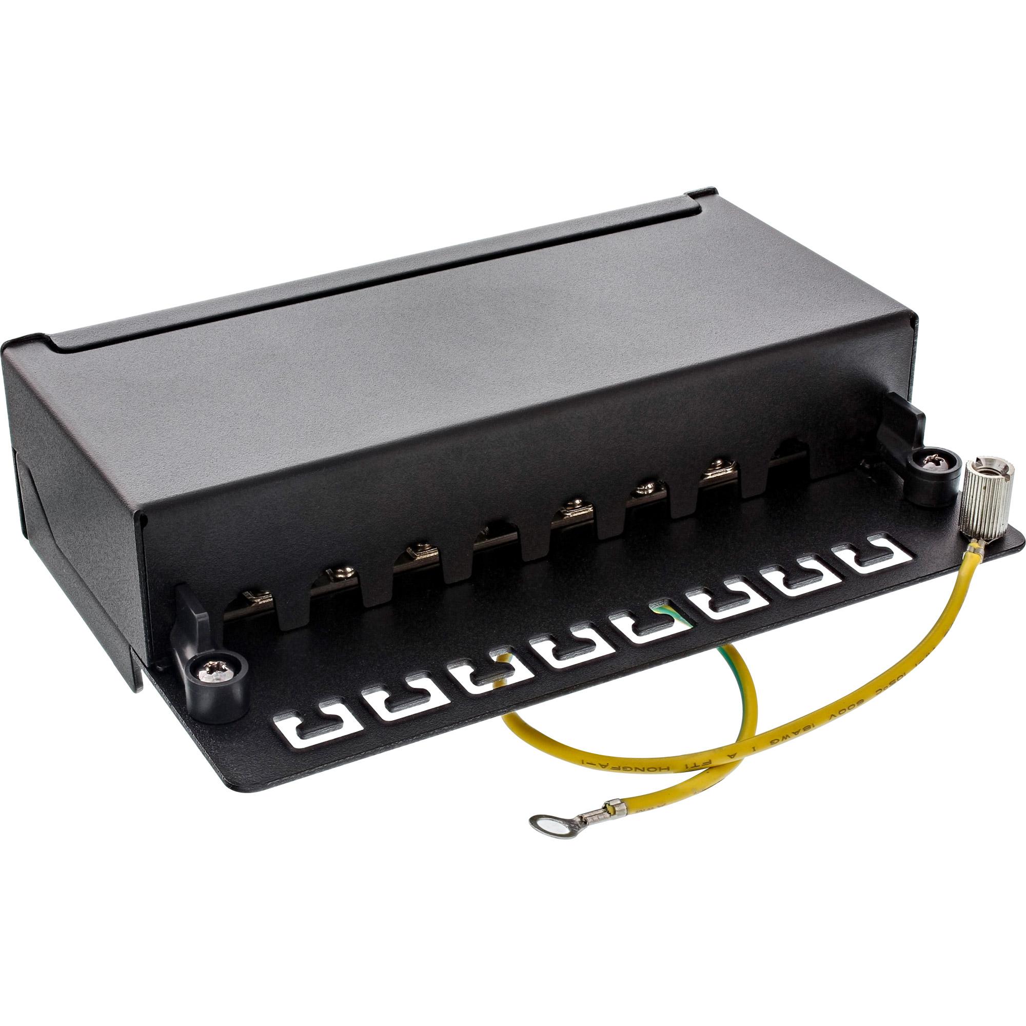 Inline 76808a - Pannello patch - Assemblaggio della tabella adatto per il montaggio a parete - RJ -45 x 8 - Schwarz Ral 9005 (7
