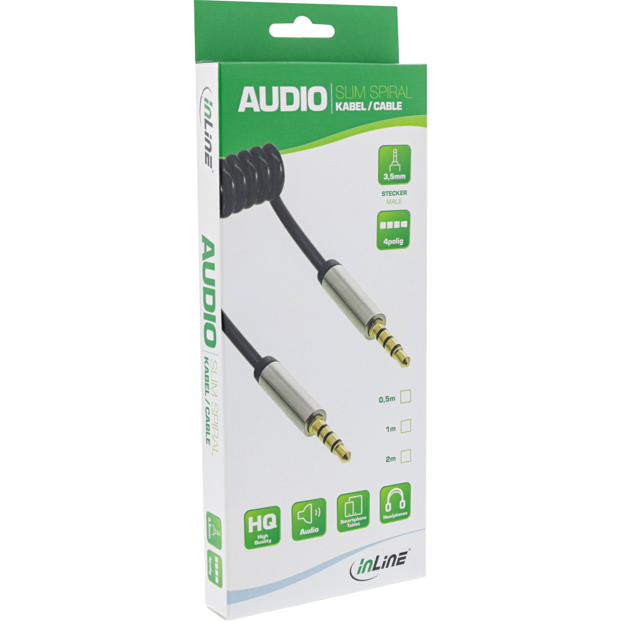Inline slim - audiocabula - mini plug (s) a 4 plug (S) da 4 -pin - 1,0m - nero - avvolto (99271)