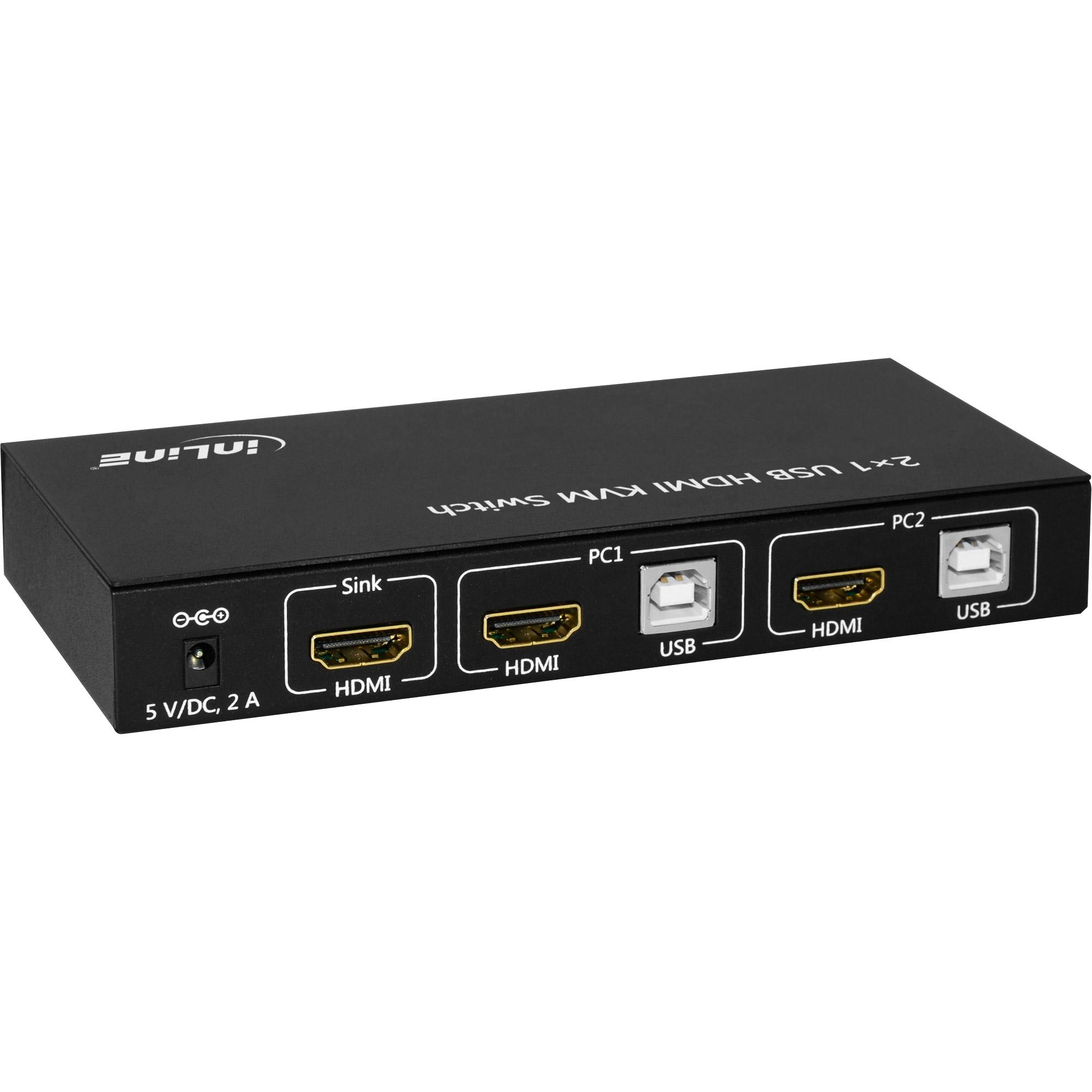 Switch da tavolo KVM - 2 vie - HDMI 4K2K - hub USB 2.0 - con audio