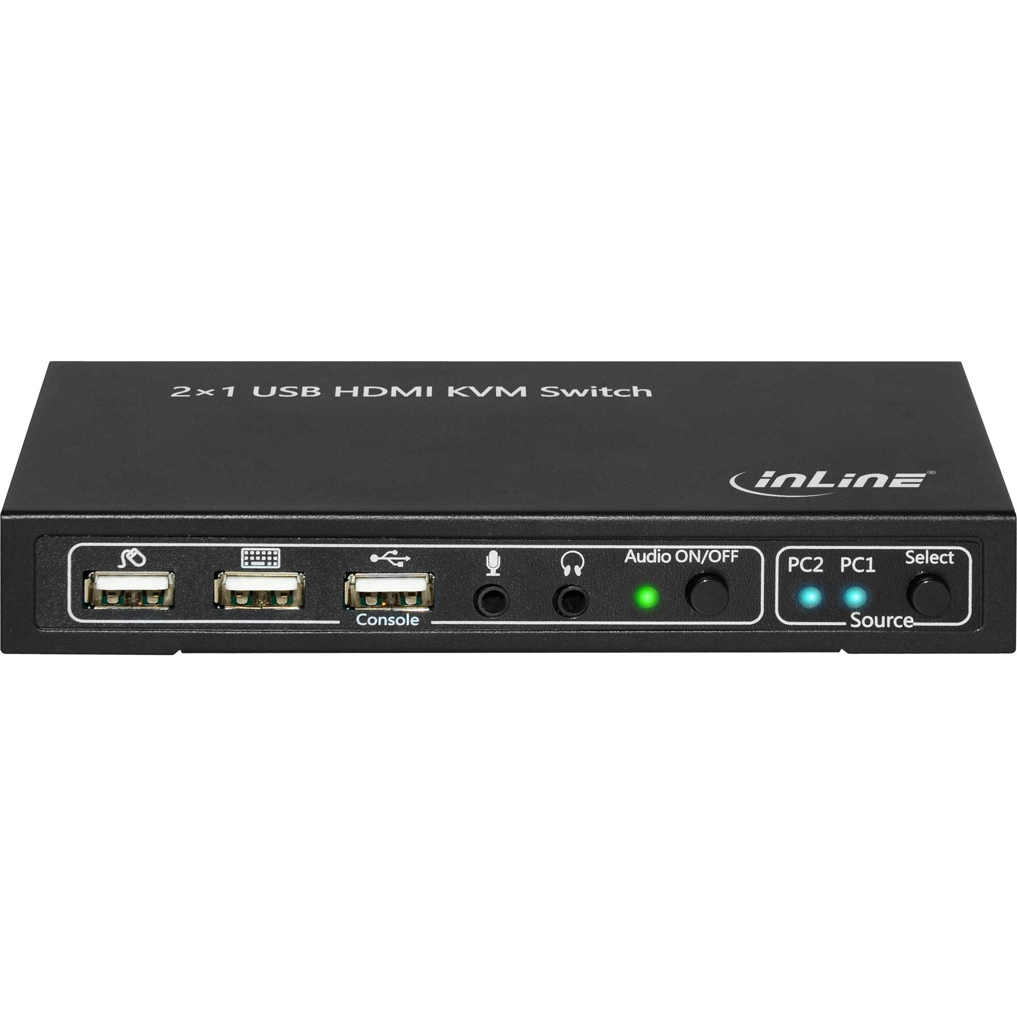 Switch da tavolo KVM - 2 vie - HDMI 4K2K - hub USB 2.0 - con audio
