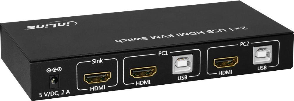 Switch da tavolo KVM - 2 vie - HDMI 4K2K - hub USB 2.0 - con audio