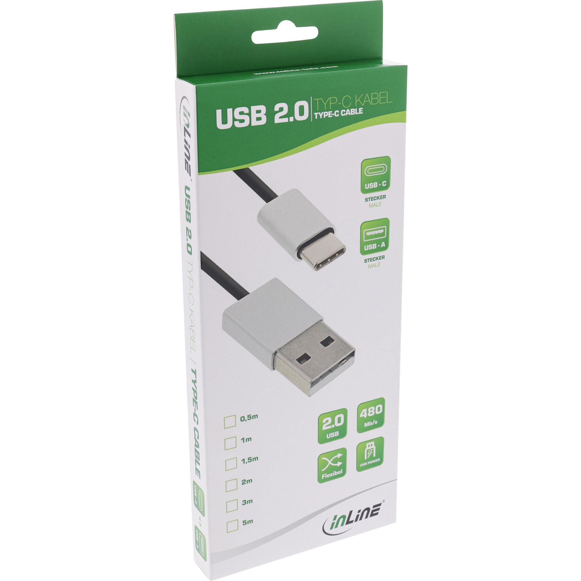 InLine - Cavo USB - Da USB (M) a USB-C (M) - USB 2.0 - 3,0 m - nero (35833)