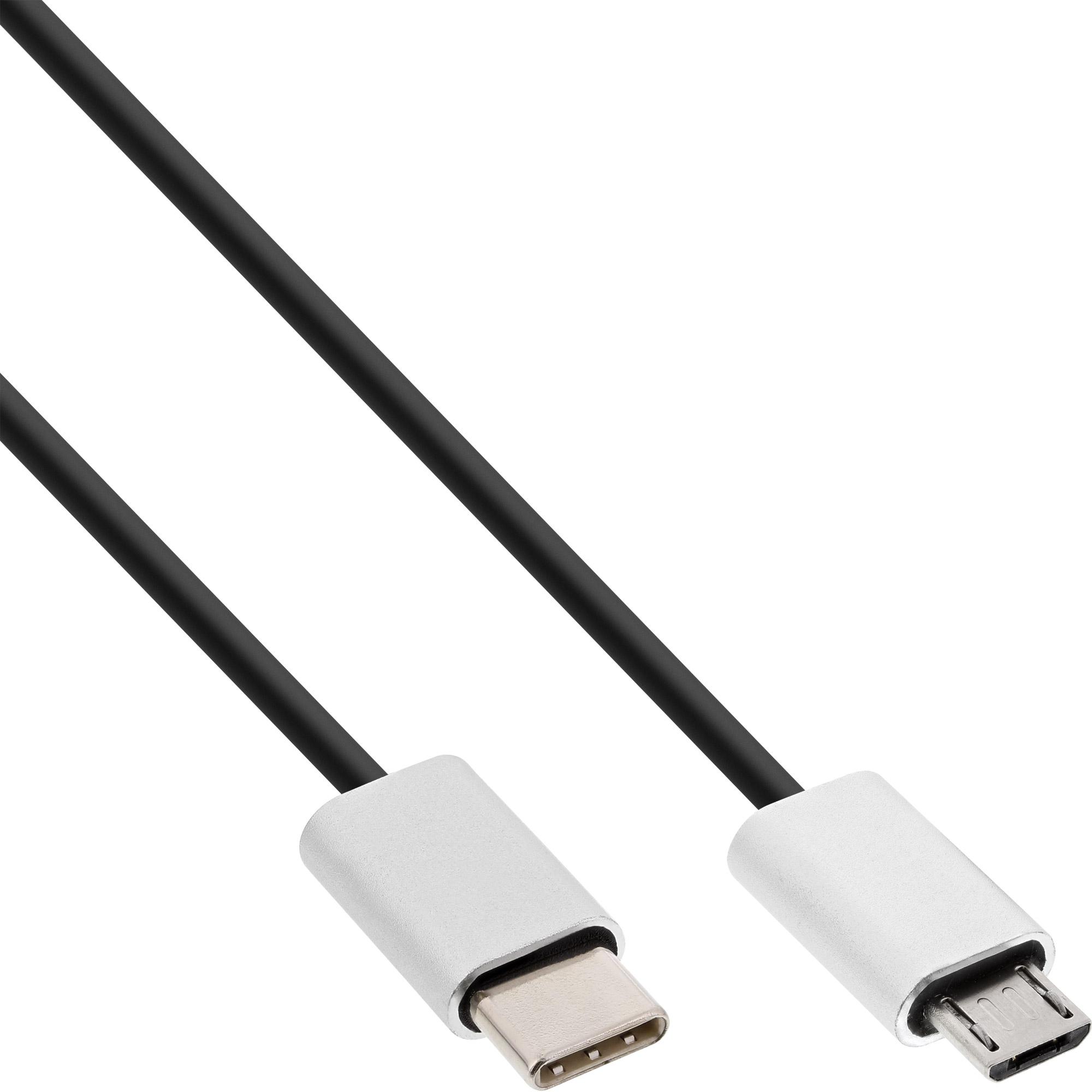 INLINE - Cavo USB - Da USB-C (M) a Micro-USB Tipo B (M) - USB 2.0 - 1,5 cm - Nero