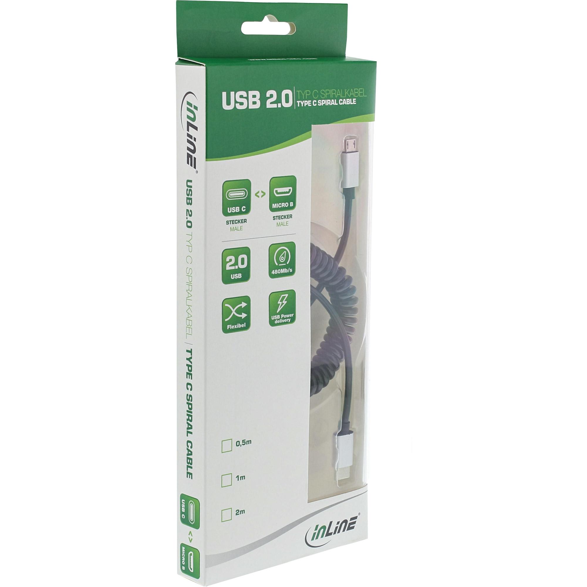 InLine - Cavo USB - Micro-USB Tipo B (M) a USB-C (M) - USB 2.0 - 3,0 m - Nero (35863)