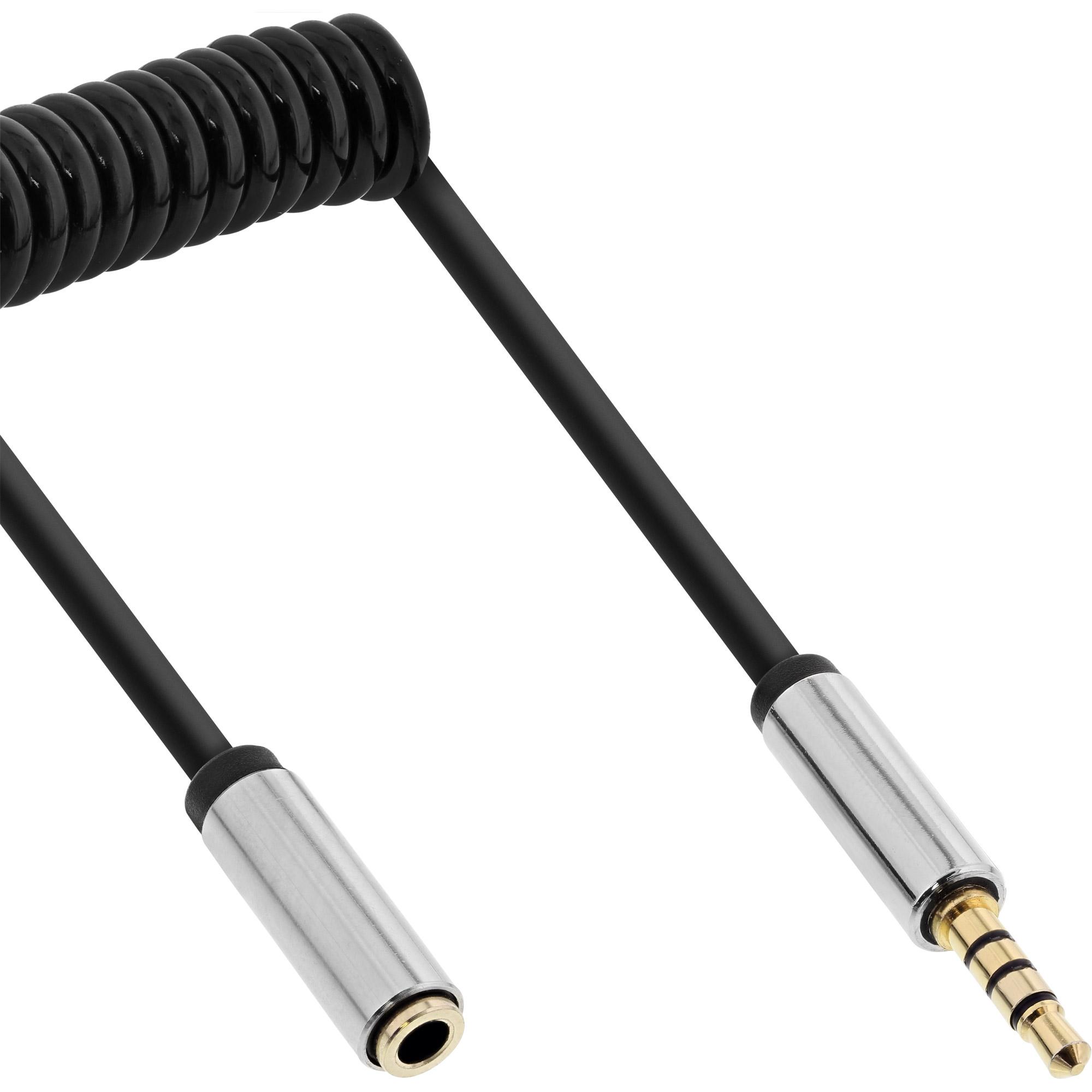 INLINE Slim - Cavo di prolunga audio - Minispina a 4 pin maschio a minispina a 4 pin femmina - 50 cm - Nero - avvolto