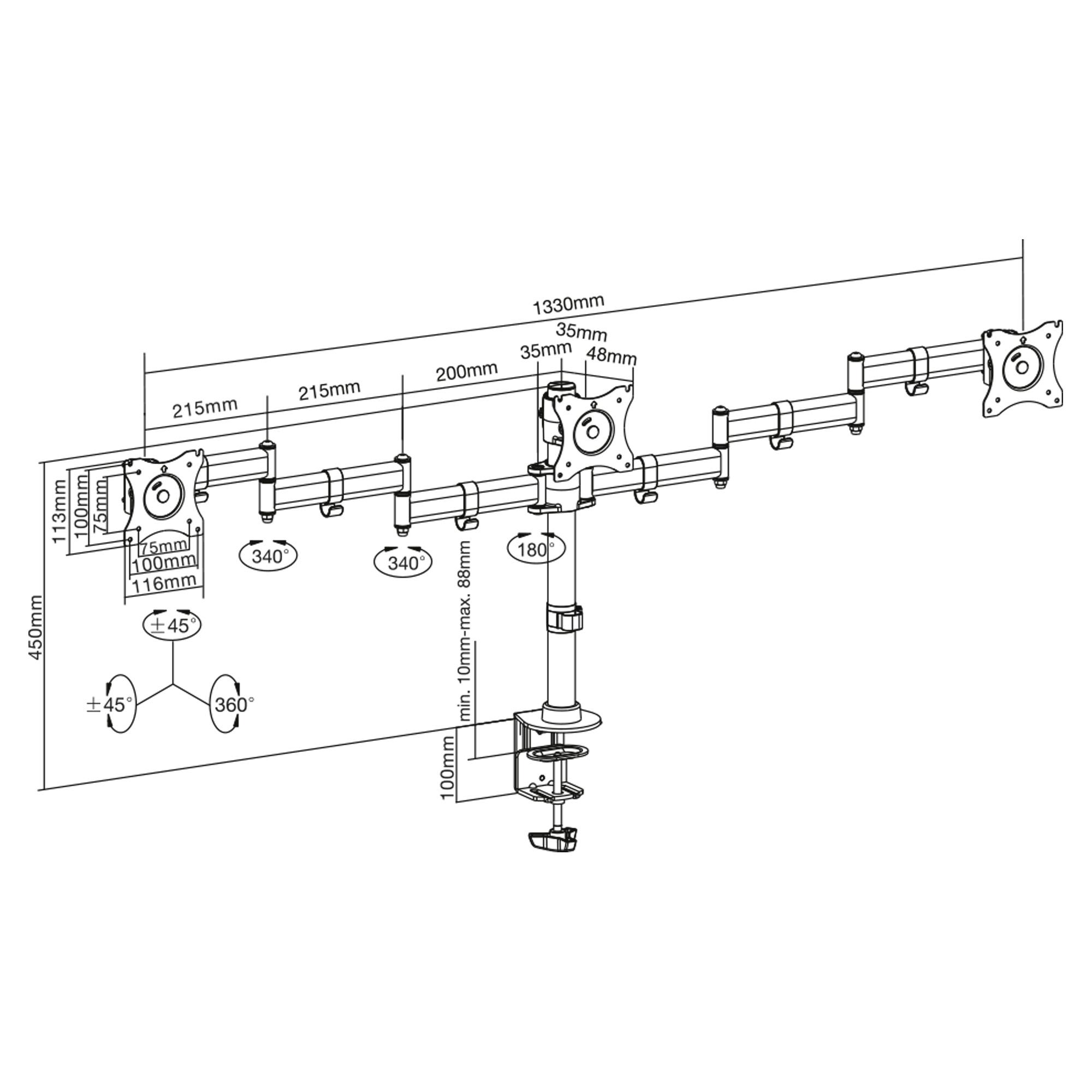 Inline 23104b - 8 kg - 33 cm (13 ") - 68,6 cm (27") - Monitor del computer - 75 x 75 mm - 100 x 100 mm (23104b)