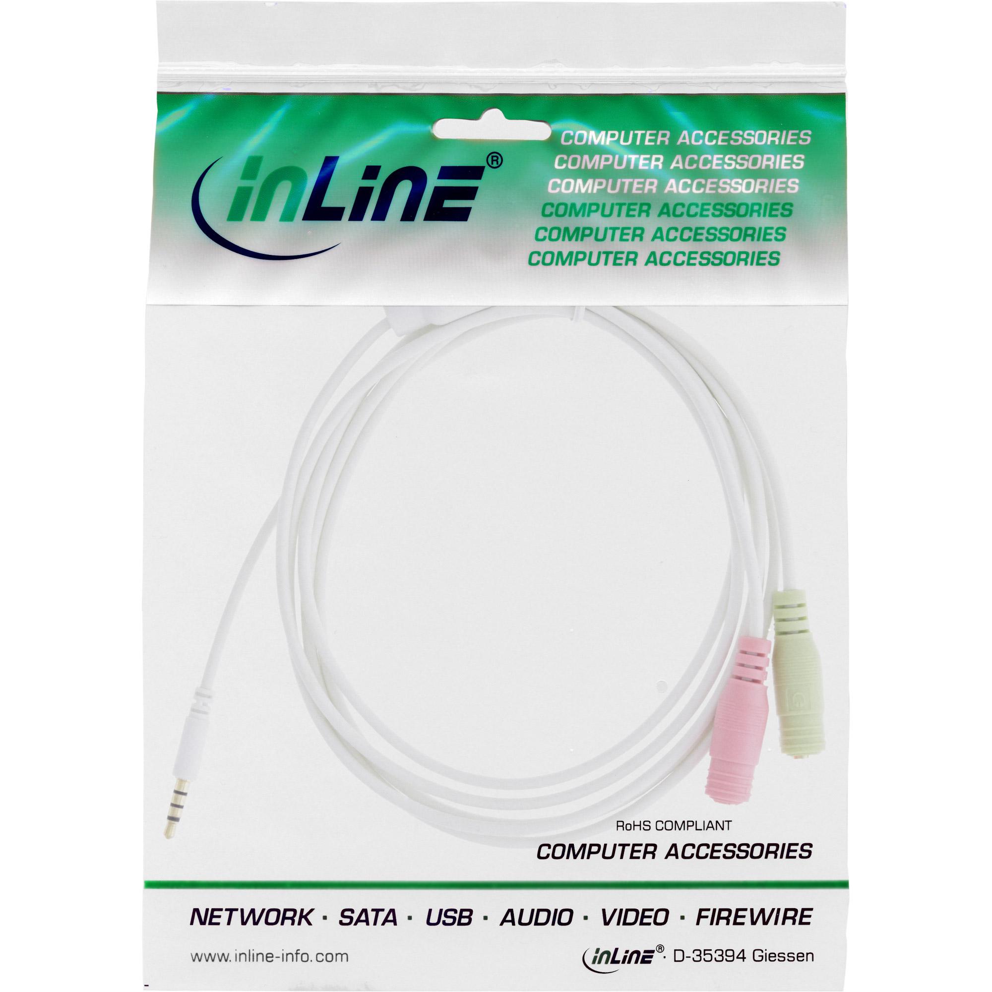 Cavo adattatore per cuffia - spina da 3,5 mm a presa 2x3,5 mm - bianco - 1 m