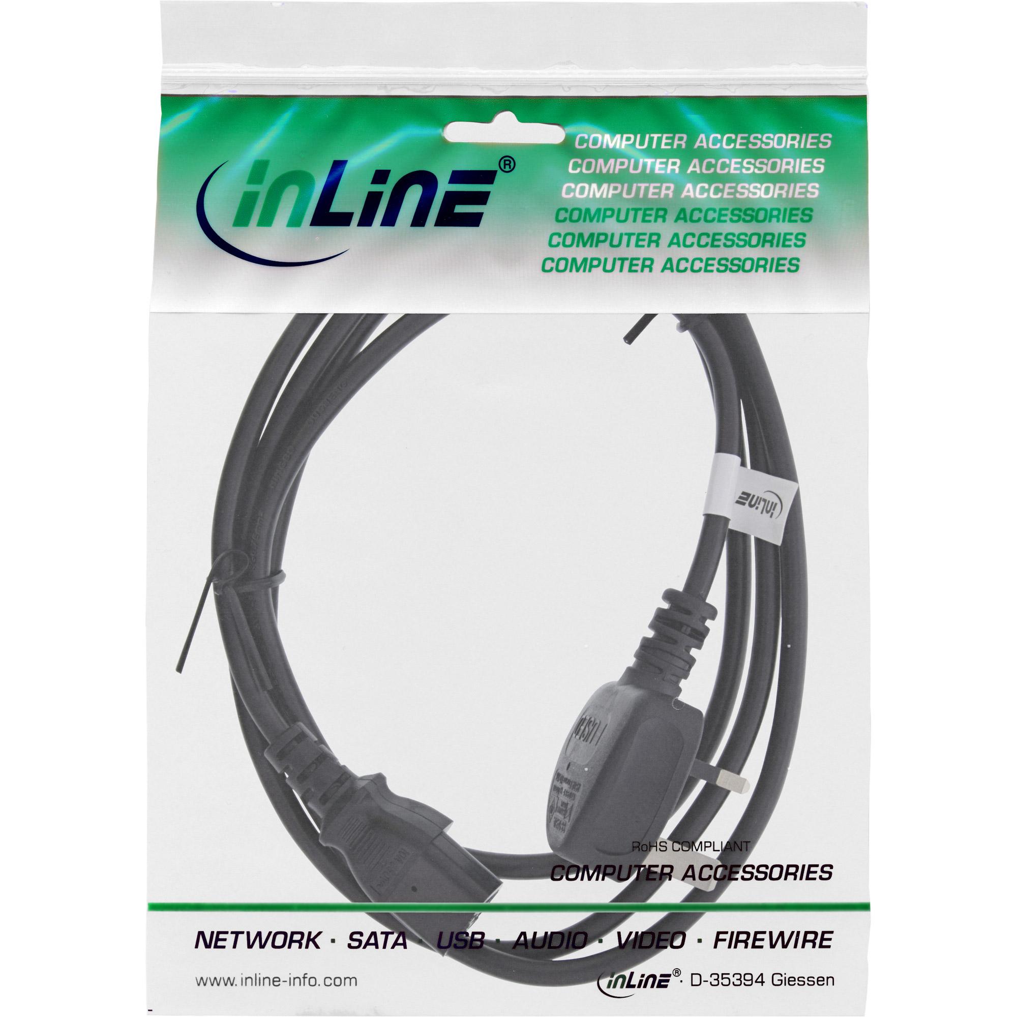INLINE - Cavo di alimentazione - Da BS 1363 (S) a IEC 60320 C13 - 250 V - 50 cm - Nero - Regno Unito