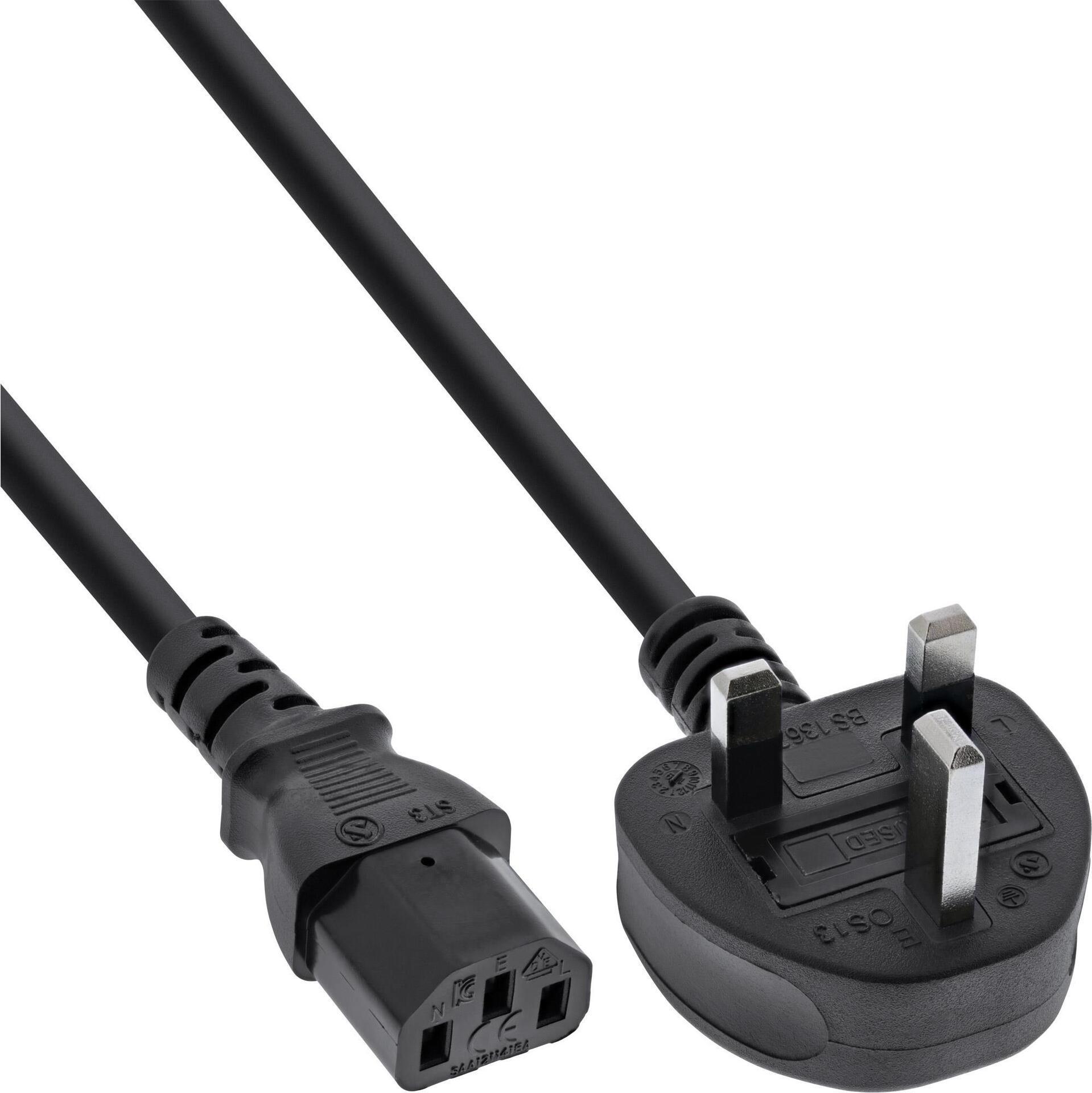 INLINE - Cavo di alimentazione - Da BS 1363 (S) a IEC 60320 C13 - 250 V - 50 cm - Nero - Regno Unito